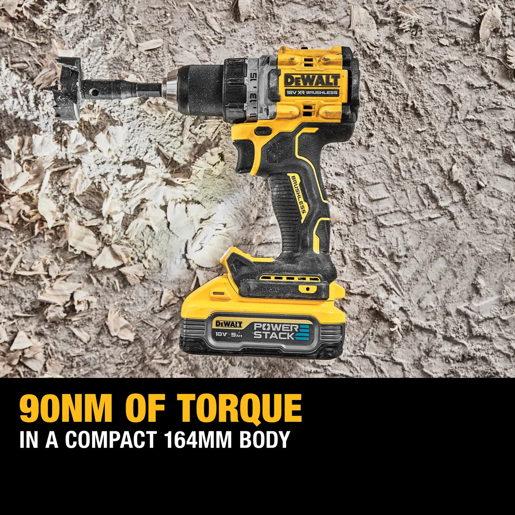 DEWALT® 18V XR® Brushless Drill Driver - 2 X 5Ah POWERSTACK Batteries