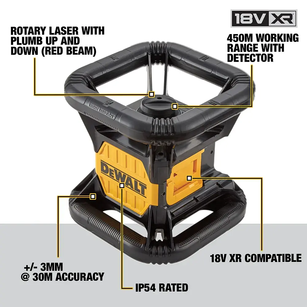 DEWALT® 18V XR® Red Rotary Laser (1 X 2Ah)