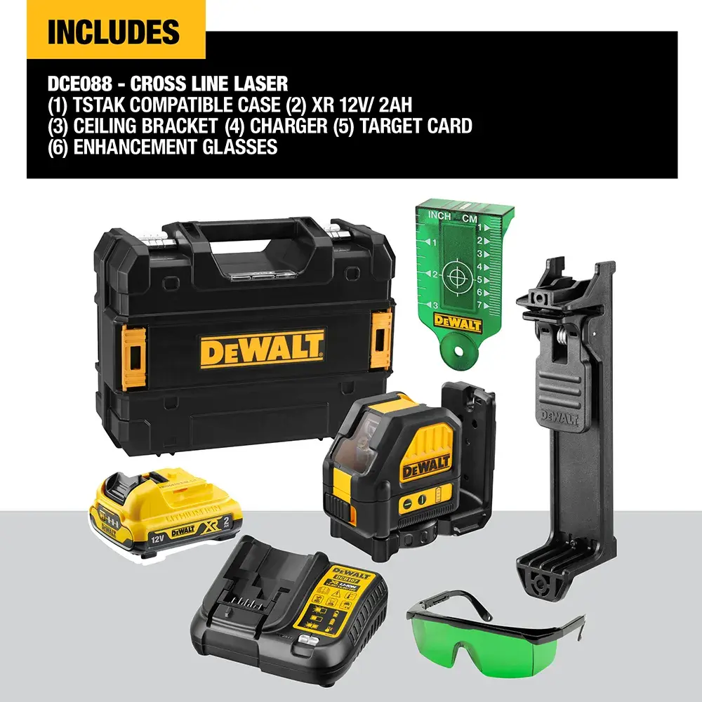 DEWALT® 12V XR® Cross Line Green Laser (1 X 2 Ah)