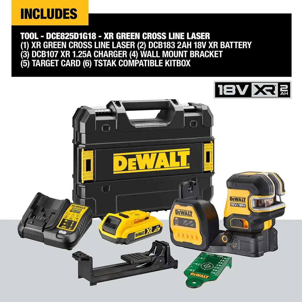 DEWALT® 12V/18V XR® Green Cross Line Laser (1 X 2 Ah) (3 x 360)