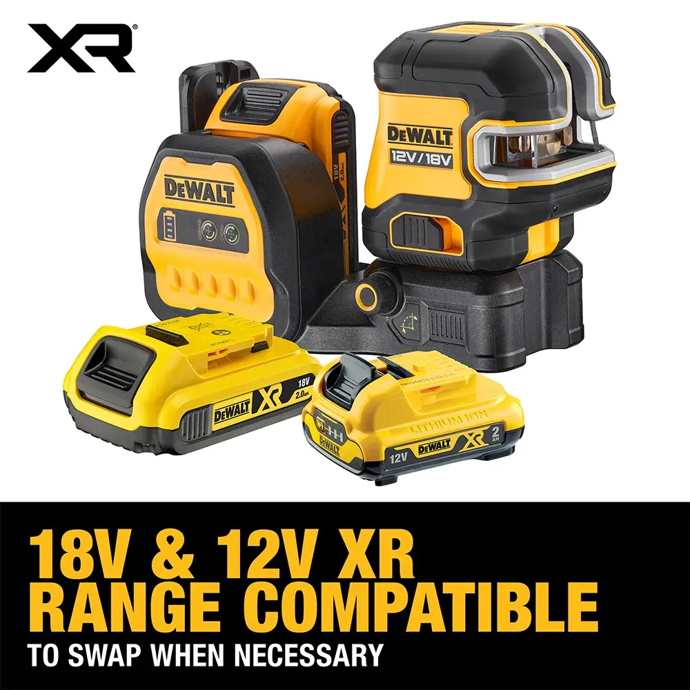 DEWALT® 12V/18V XR® Green Cross Line Laser (1 X 2 Ah) (3 x 360)