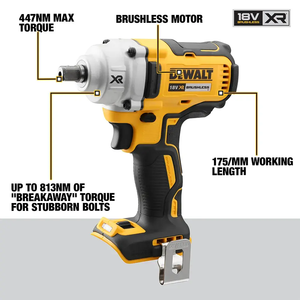 18v XR® Brushless Compact High Torque 1/2-in Impact Wrench (bare Unit)