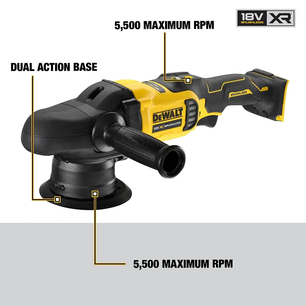 18V XR® Brushless 125mm Dual Action Polisher - Tool Only