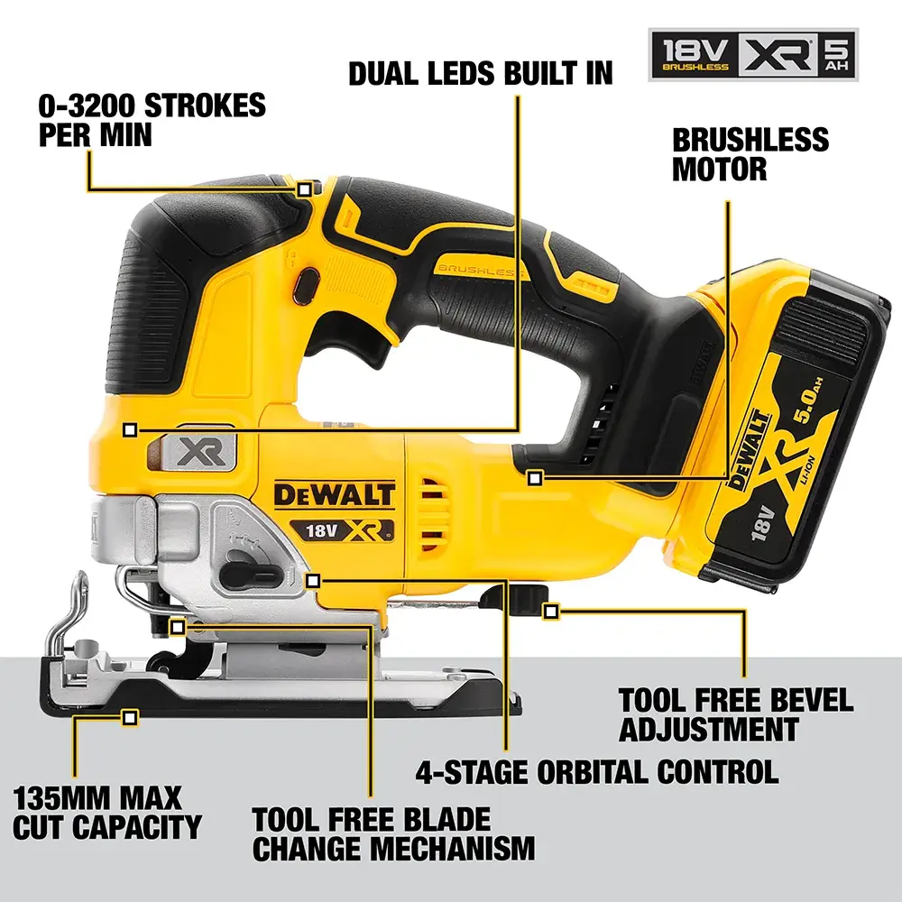 DEWALT® 18V XR® Brushless Jigsaw - 2 x 5Ah