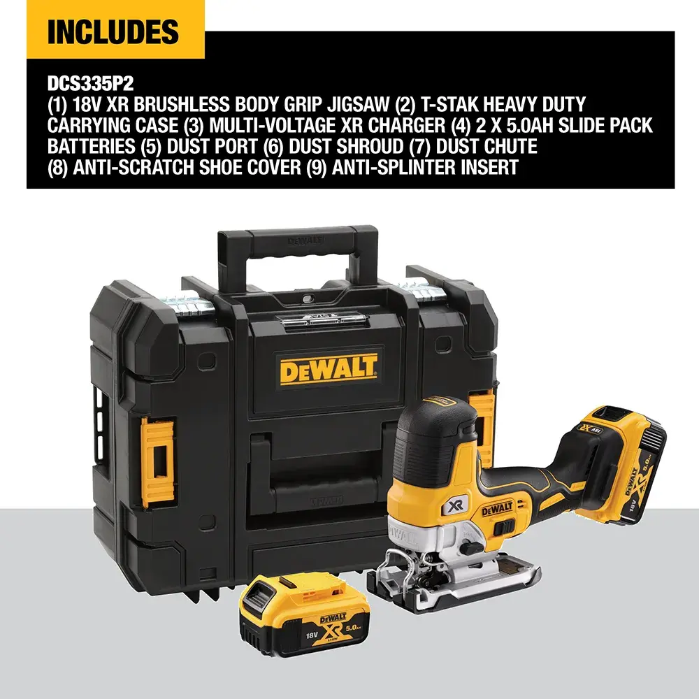 DEWALT® 18V XR® Brushless Body Grip Jigsaw (2 X 5 Ah)
