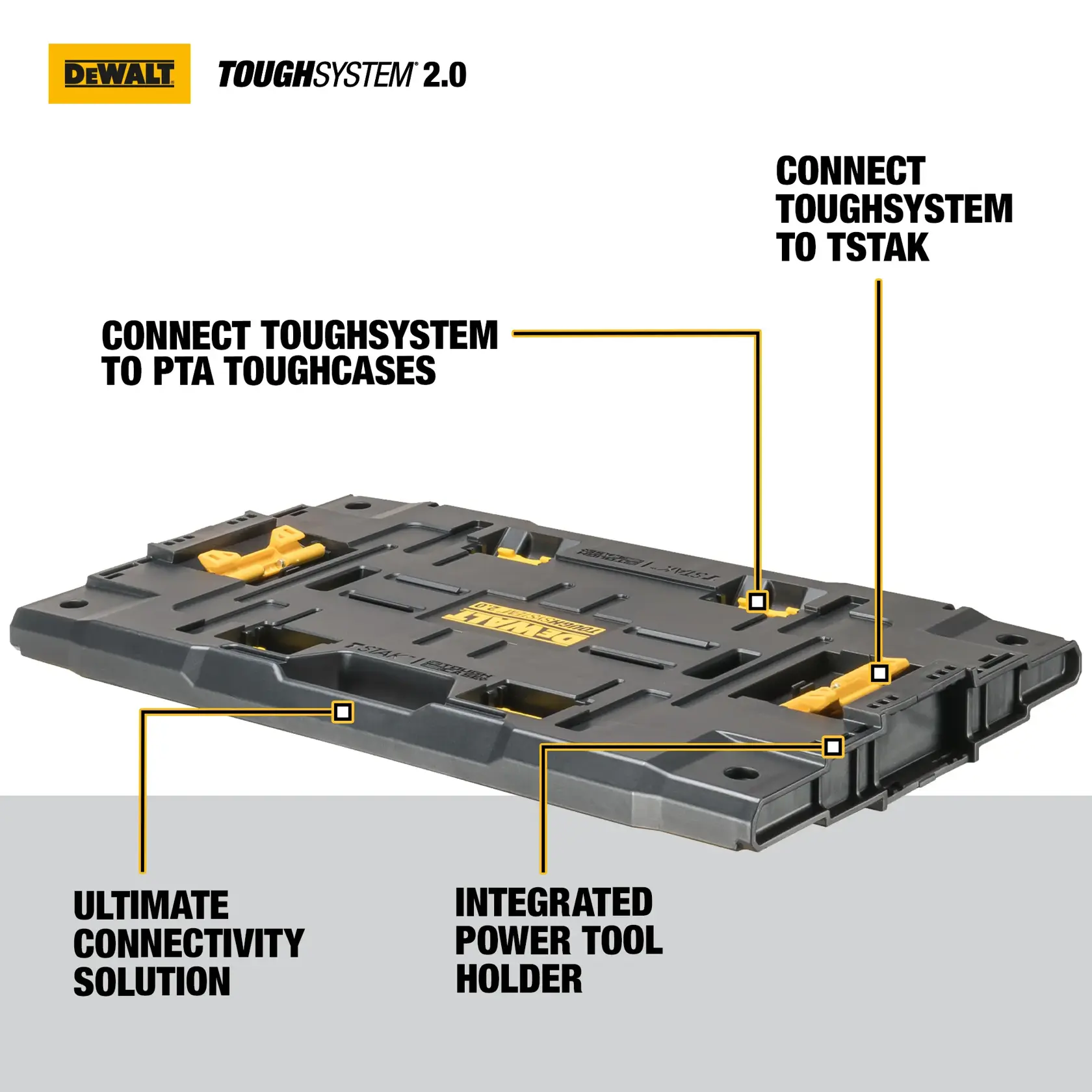 DEWALT ToughSystem 2.0 mit Bohrmaschine. SKUs DWST08017, DWST08017-1, DWST08017-9. Fotografie.