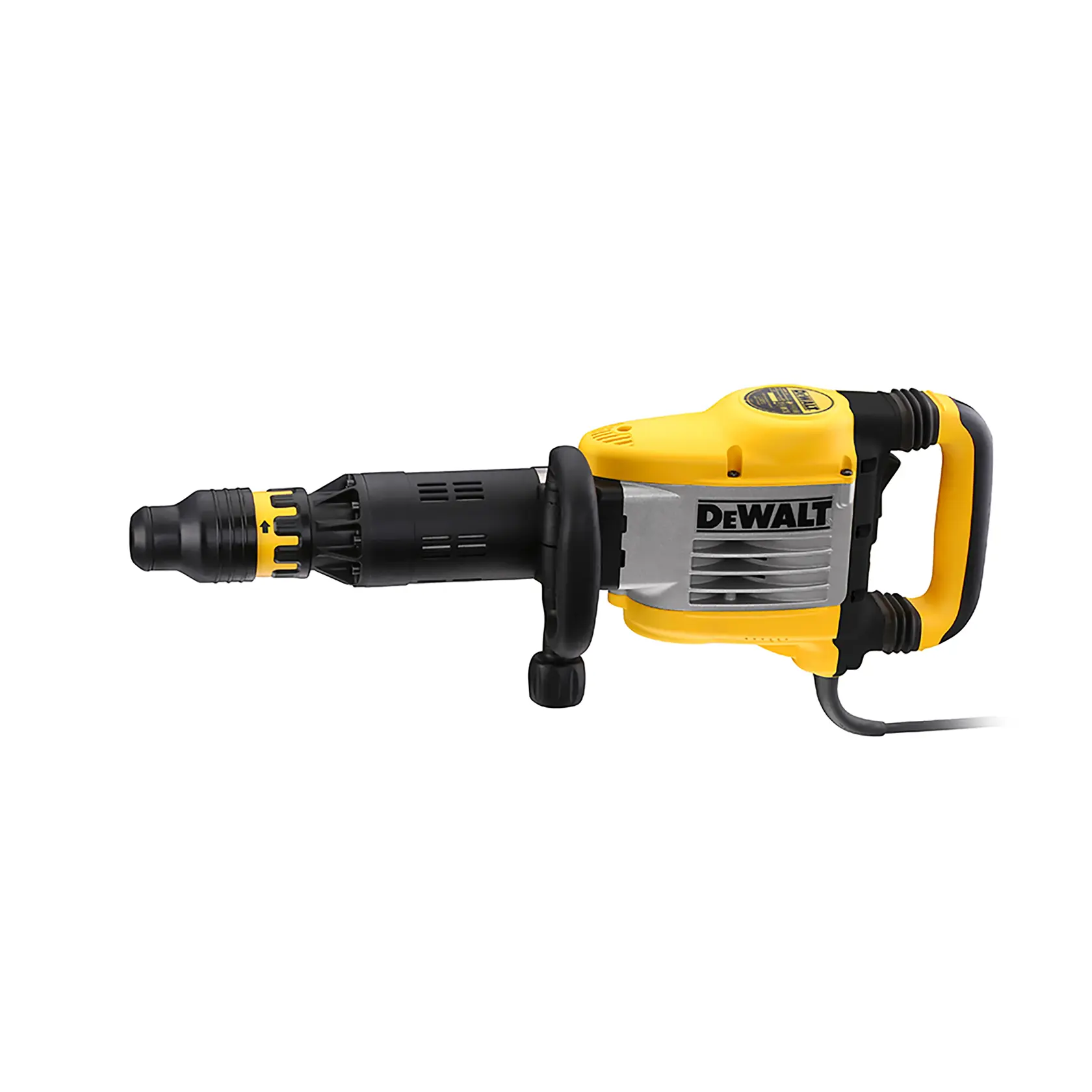 A DEWALT D25951K electric demolition hammer, featuring a yellow and black body with an ergonomic handle and a robust construction.