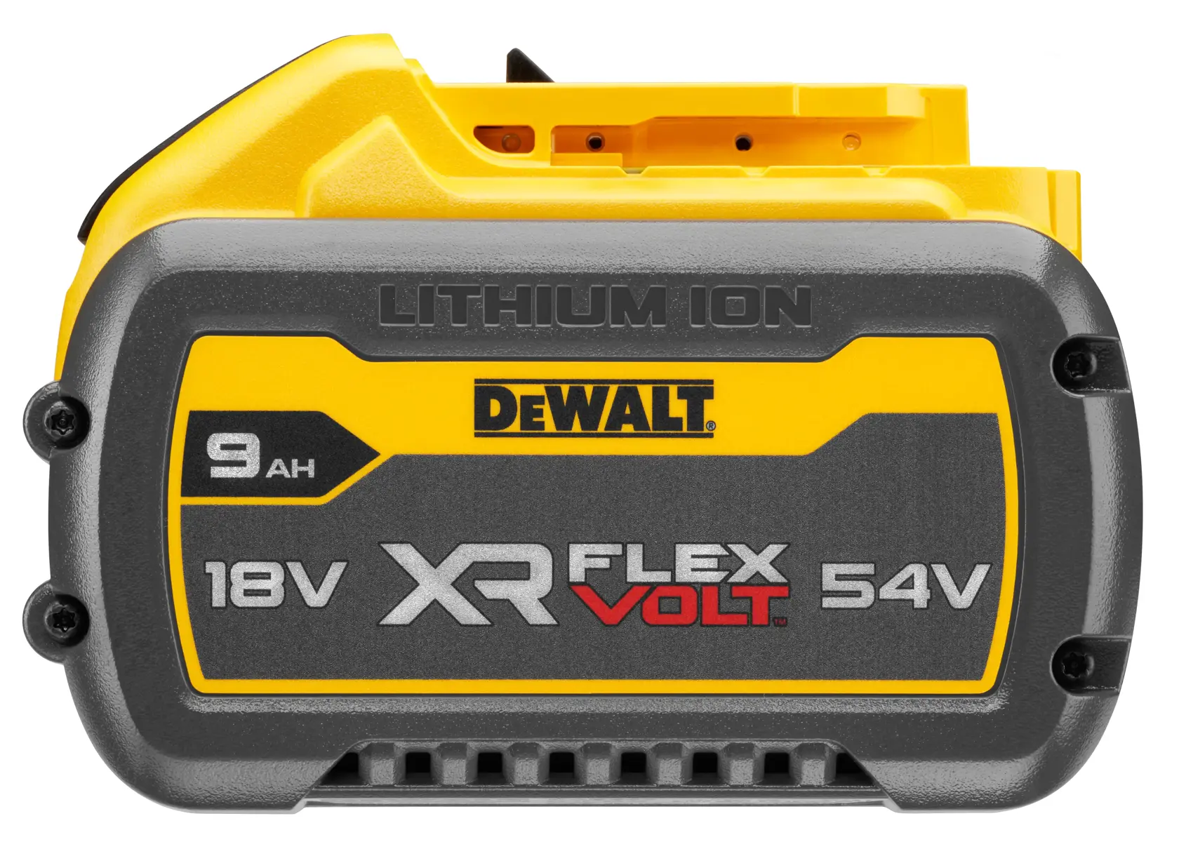 DEWALT FLEXVOLT logo with DEWALT in bold yellow letters and FLEXVOLT in white and red letters on a black background.