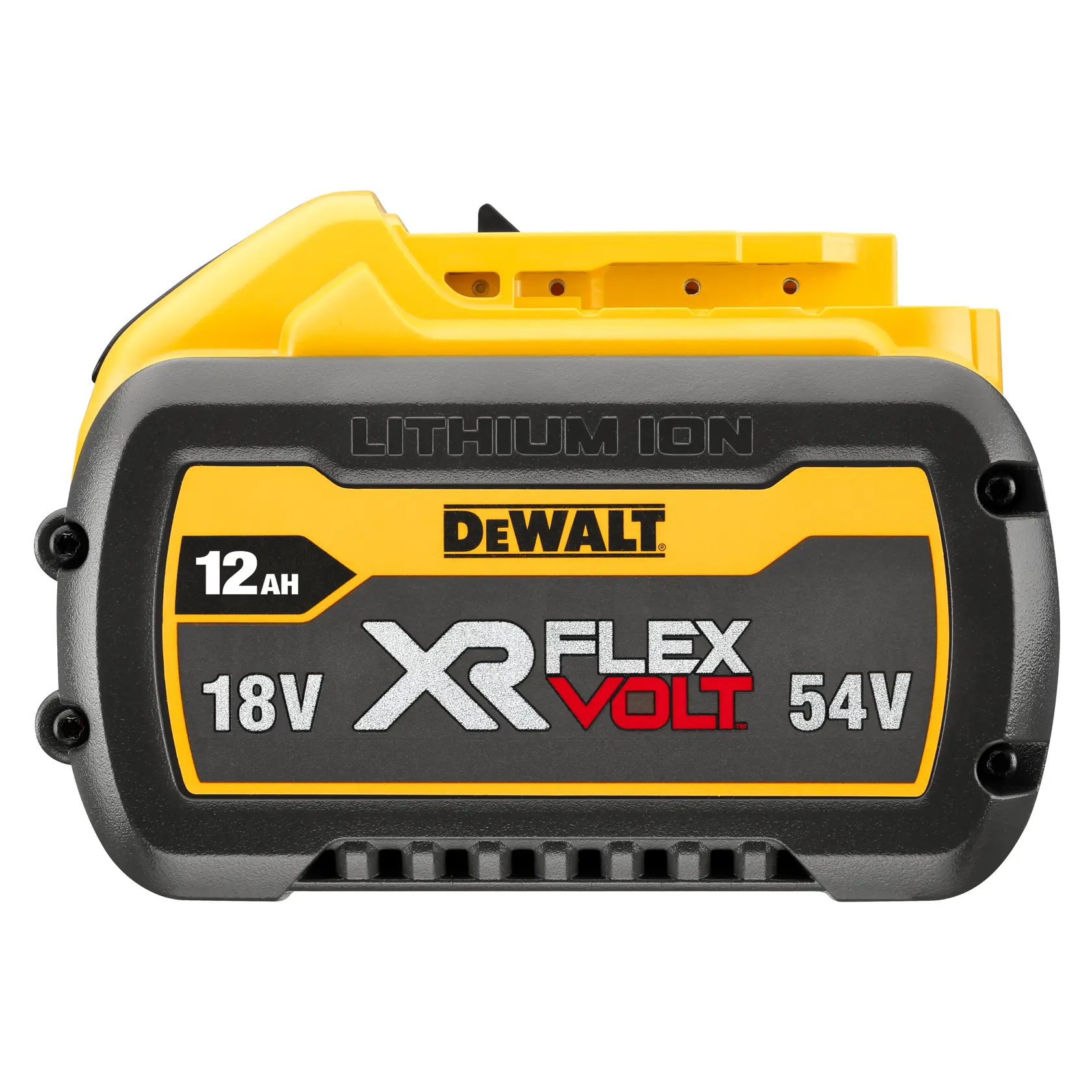 DEWALT FLEXVOLT logo with DEWALT in bold yellow letters and FLEXVOLT in white and red letters on a black background.