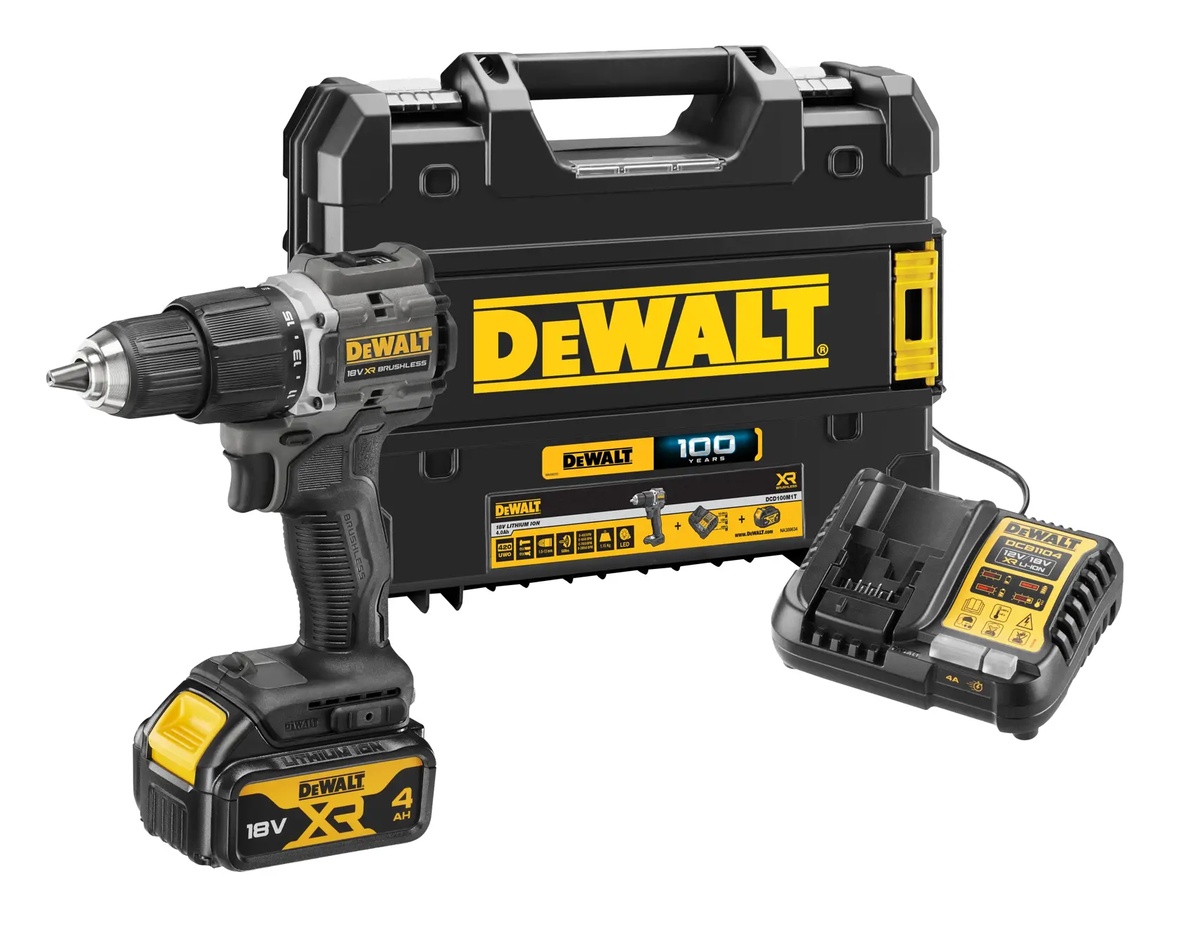 DEWALT® 18V XR® Brushless 100 Year Hammer Drill Driver - 1 X 4AH