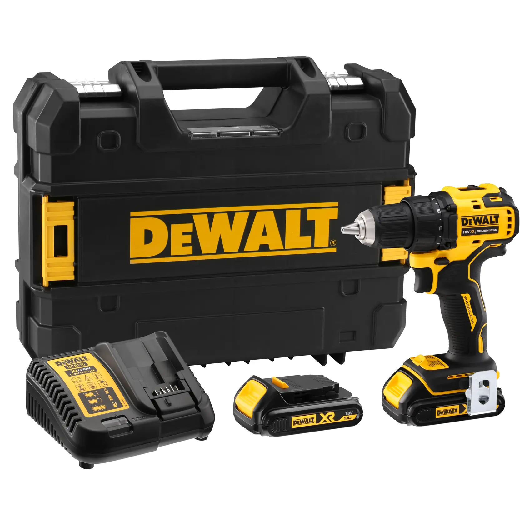 DEWALT® 18V XR® Brushless Compact Drill Driver - 2 X 1.5Ah