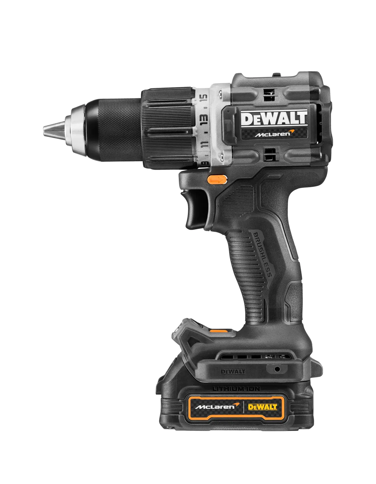 DEWALT® 18V XR® Brushless Hammer Drill Driver - DEWALT® x McLaren F1 Team LIMITED Edition - 2 X 1.7 Ah GFN POWERSTACK™ BATTERIES