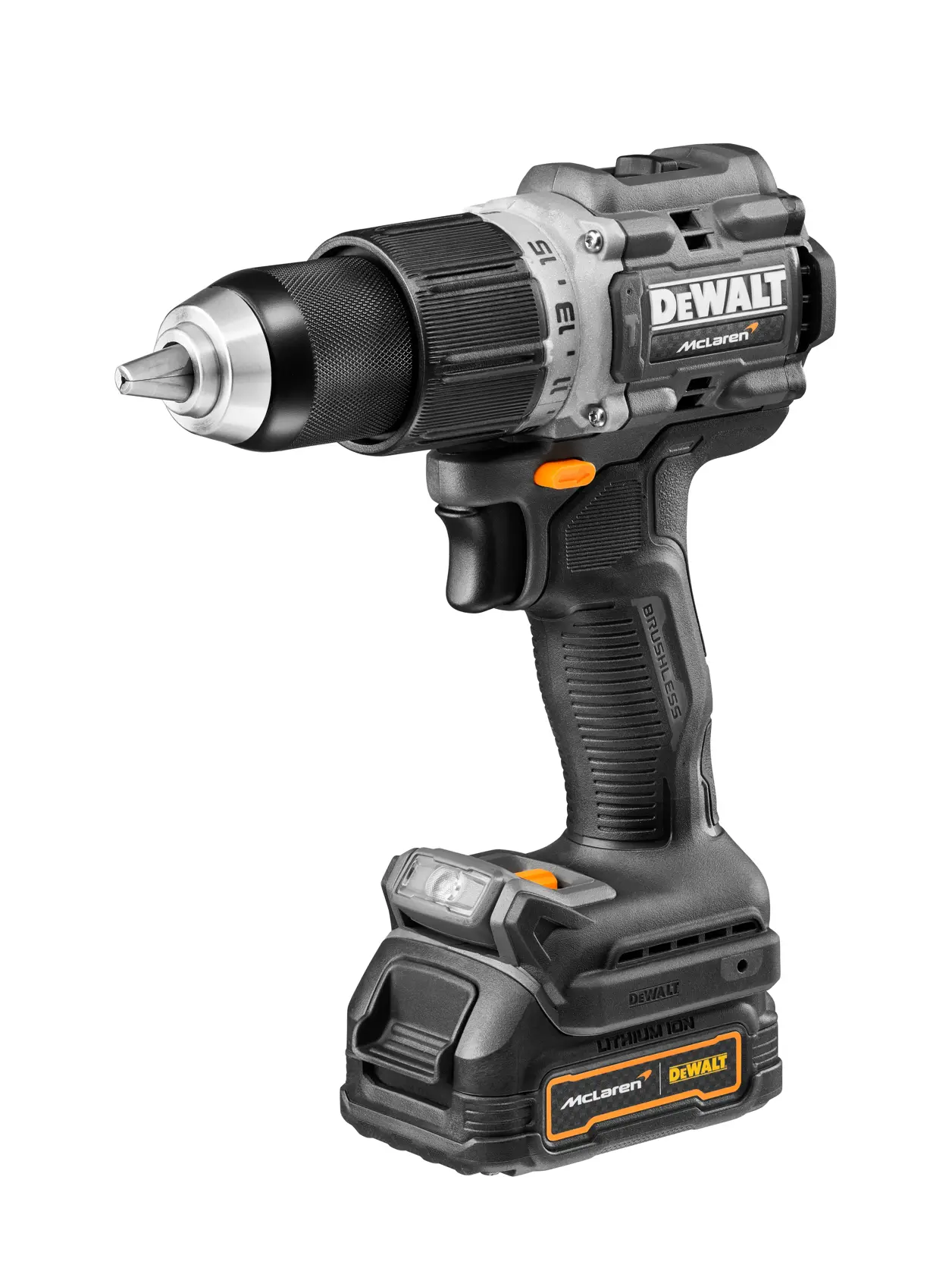 DEWALT® 18V XR® Brushless Hammer Drill Driver - DEWALT® x McLaren F1 Team LIMITED Edition - 2 X 1.7 Ah GFN POWERSTACK™ BATTERIES