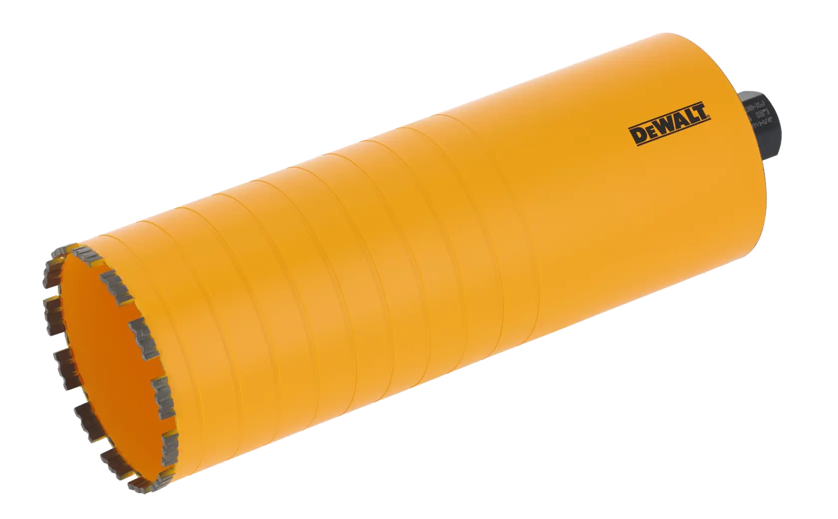 Broca de diamante DEWALT amarilla con borde segmentado para mampostería y hormigón.