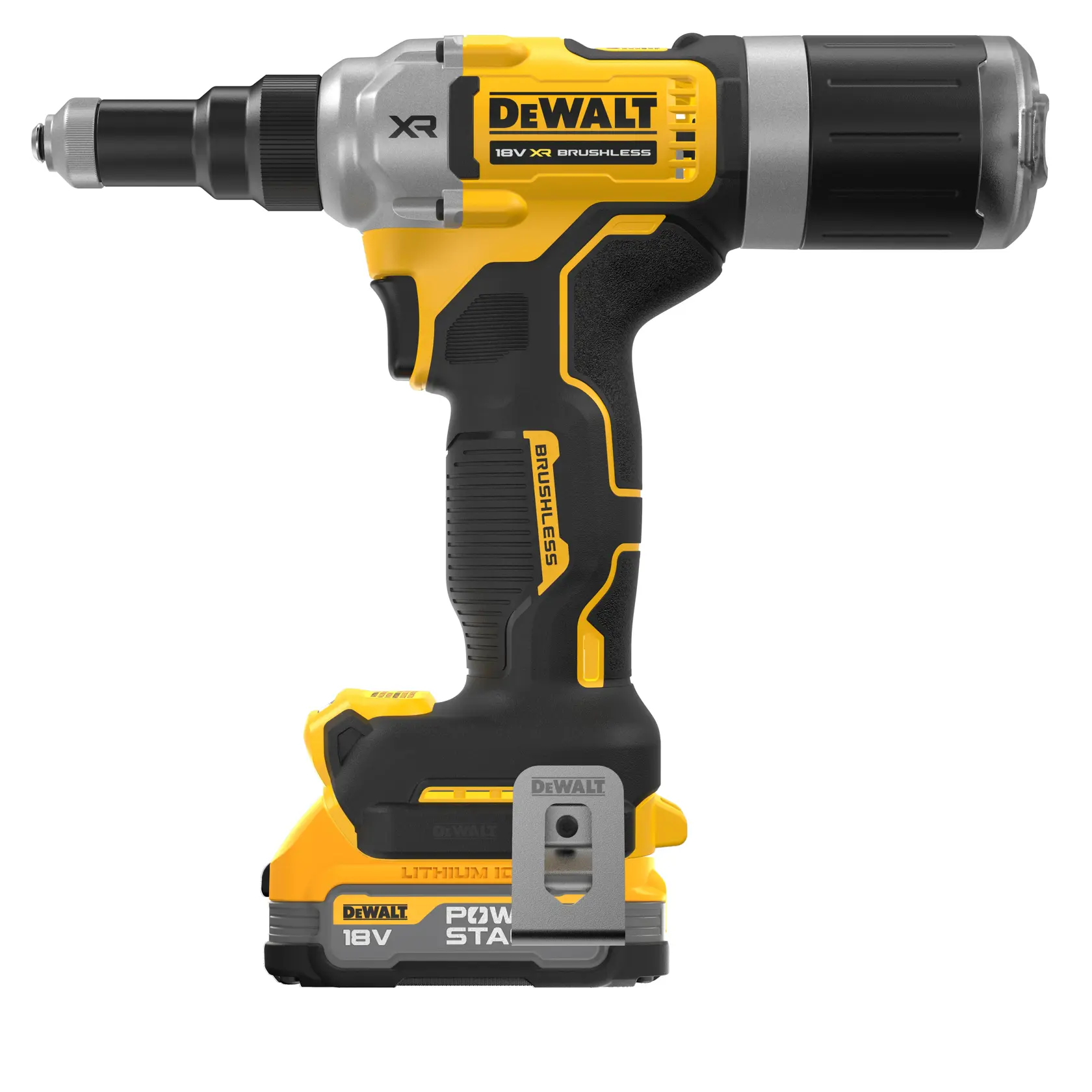 DEWALT® 18V XR® Brushless 6.4mm Rivet Gun - 2 X 1.7Ah POWERSTACK Batteries
