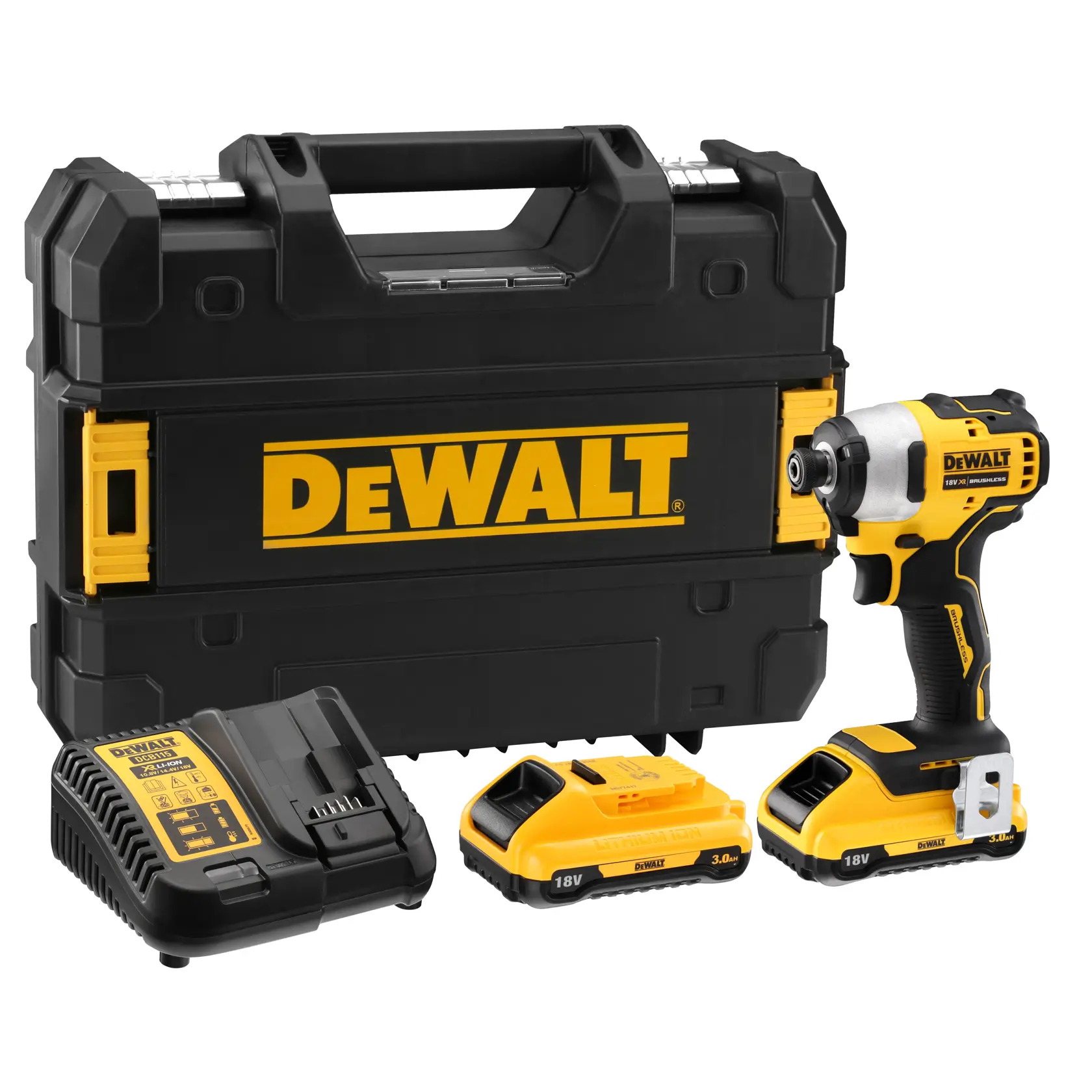 DEWALT® 18V XR® Brushless Compact Impact Driver (2 X 3 Ah)