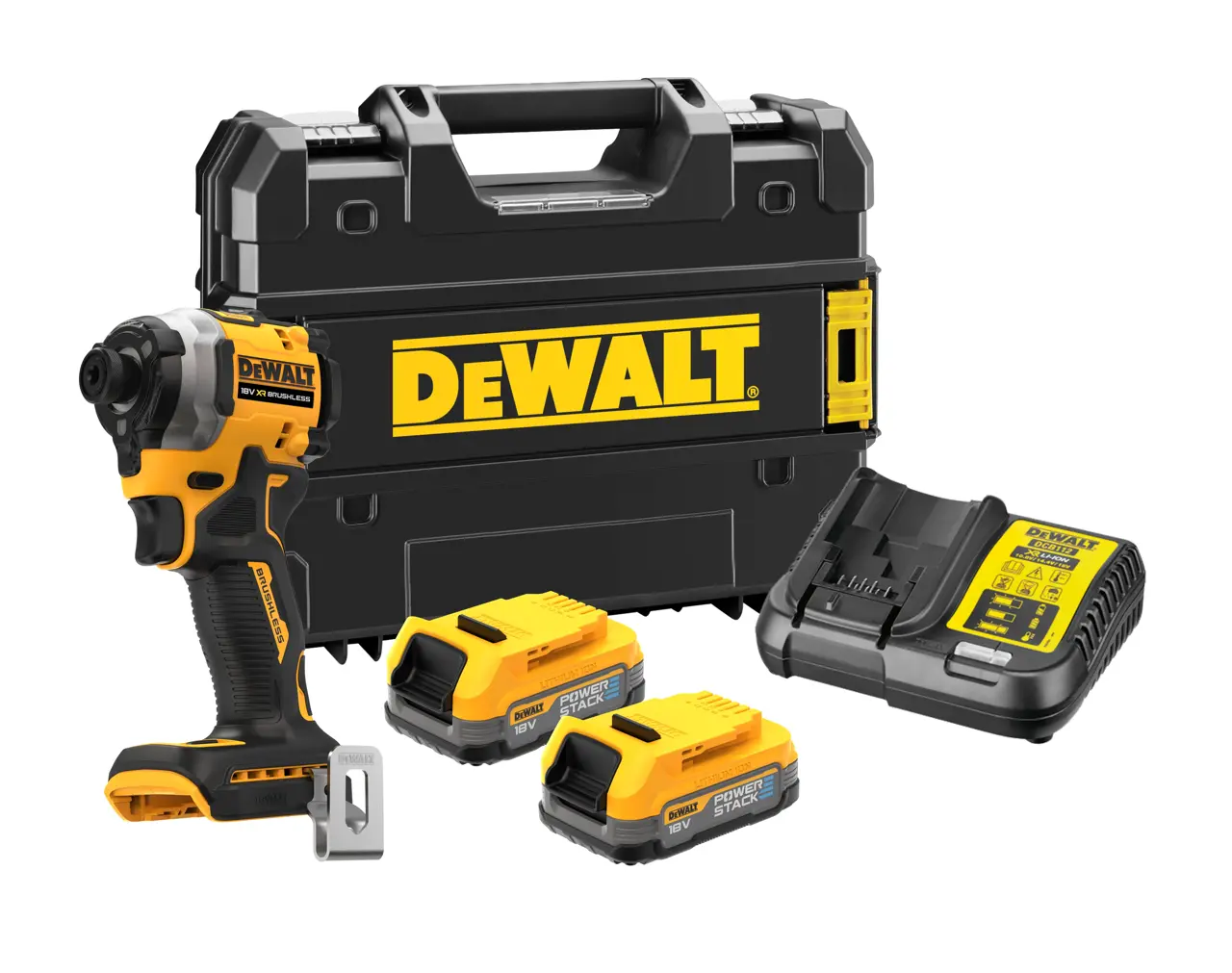 18V XR Brushless Compact Impact Driver with (2) 1.7Ah POWERSTACK Batteries