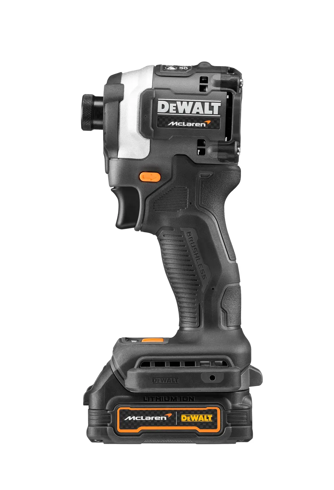 DEWALT® 18V XR® Brushless Compact Impact Driver - DEWALT® x McLaren F1 Team LIMITED Edition - 2 X 1.7Ah POWERSTACK Battery