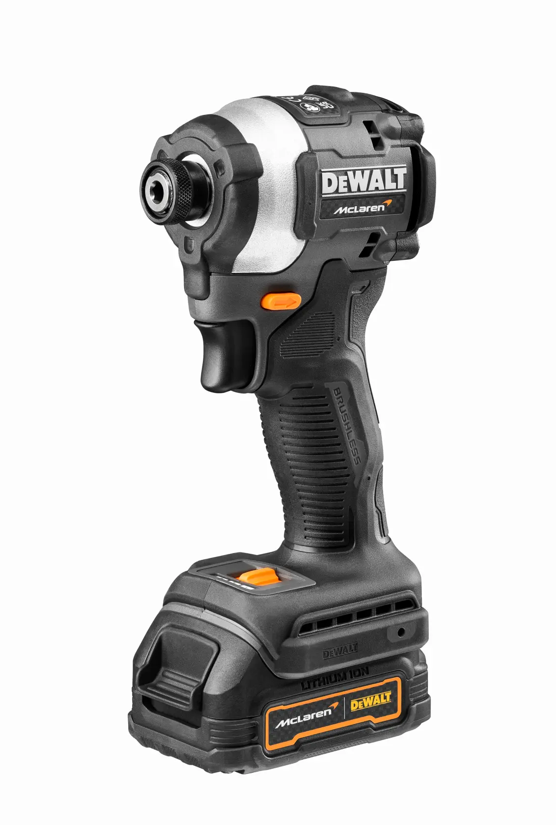 DEWALT® 18V XR® Brushless Compact Impact Driver - DEWALT® x McLaren F1 Team LIMITED Edition - 2 X 1.7Ah POWERSTACK Battery