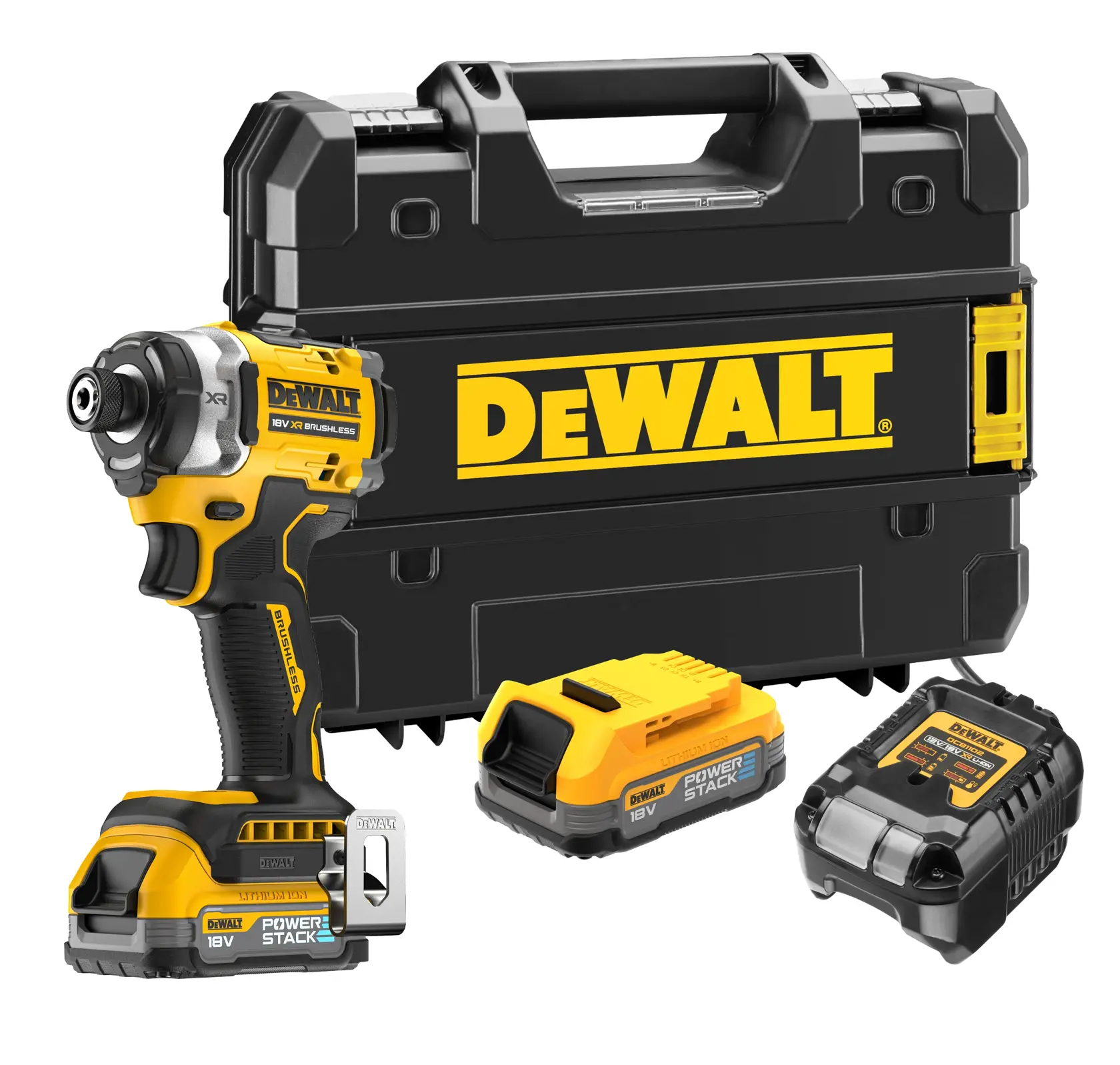 DEWALT® 18V XR® Brushless Premium Impact Driver - 2 X 1.7Ah POWERSTACK Battery