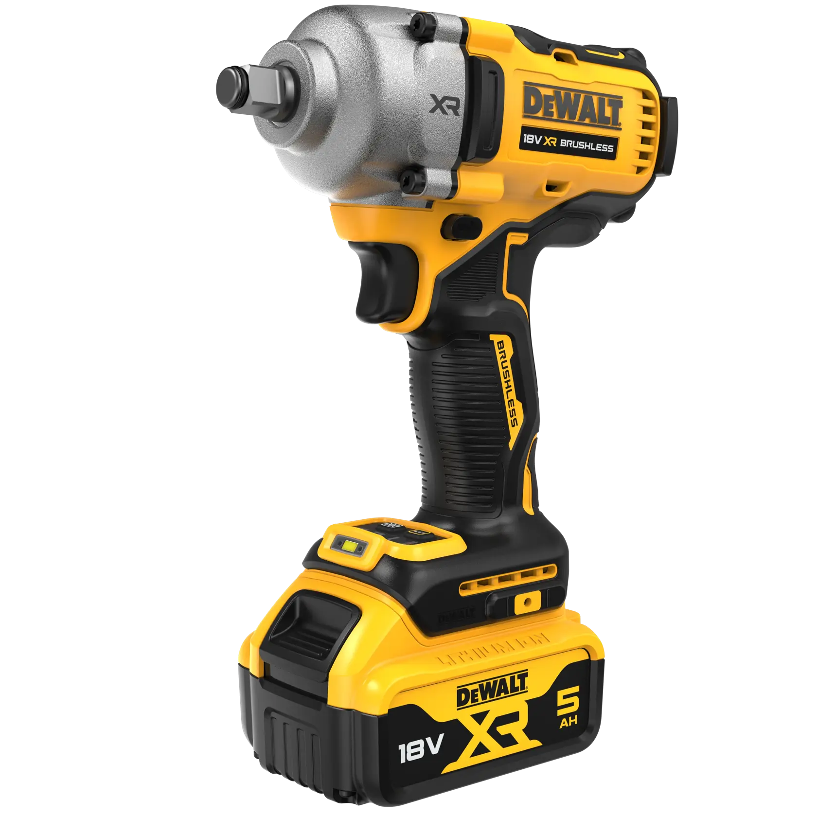 DEWALT® 18V XR® Brushless 1/2" Hog Ring Mid Torque Impact Wrench - 2 X 5Ah Battery