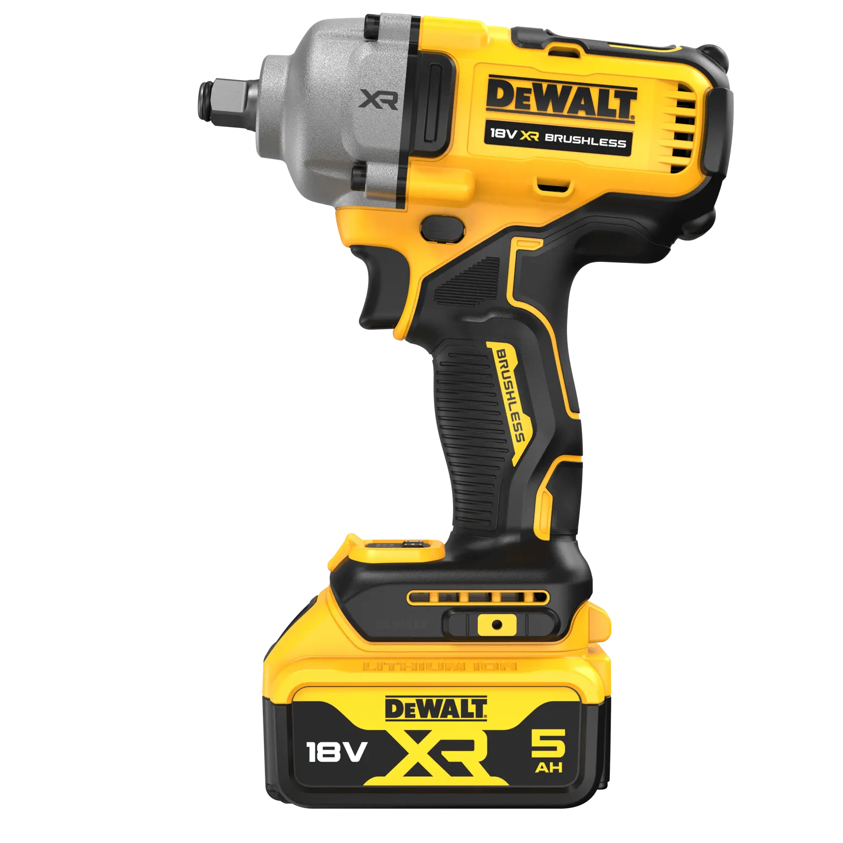 DEWALT® 18V XR® Brushless 1/2" Hog Ring Mid Torque Impact Wrench - 2 X 5Ah Battery