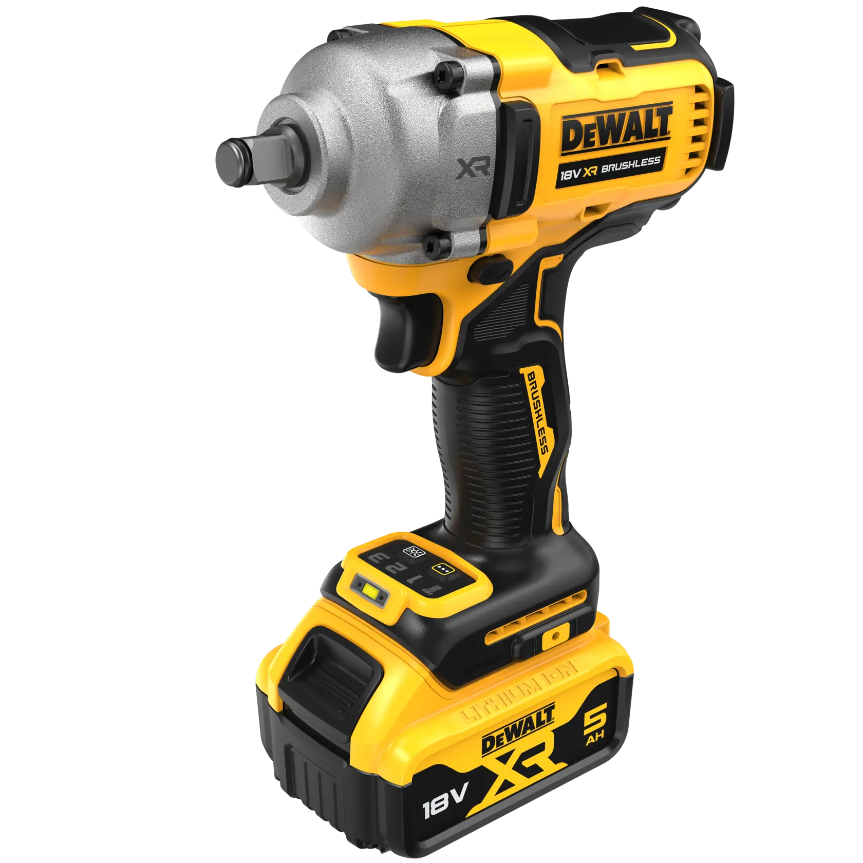 DEWALT® 18V XR® Brushless 1/2" Hog Ring Mid Torque Impact Wrench - 2 X 5Ah Battery