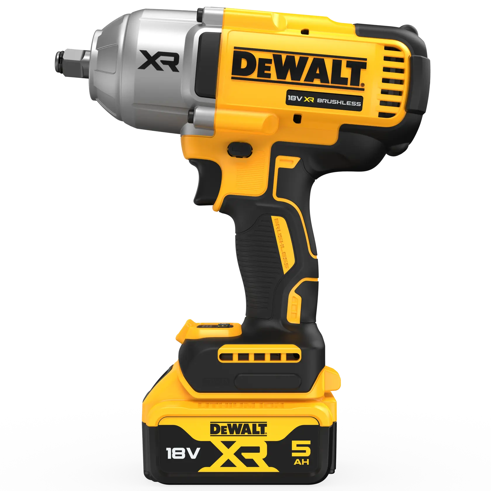 DEWALT® 18V XR® Brushless 1/2" Hog Ring High Torque Impact Wrench - 2 X 5Ah Battery