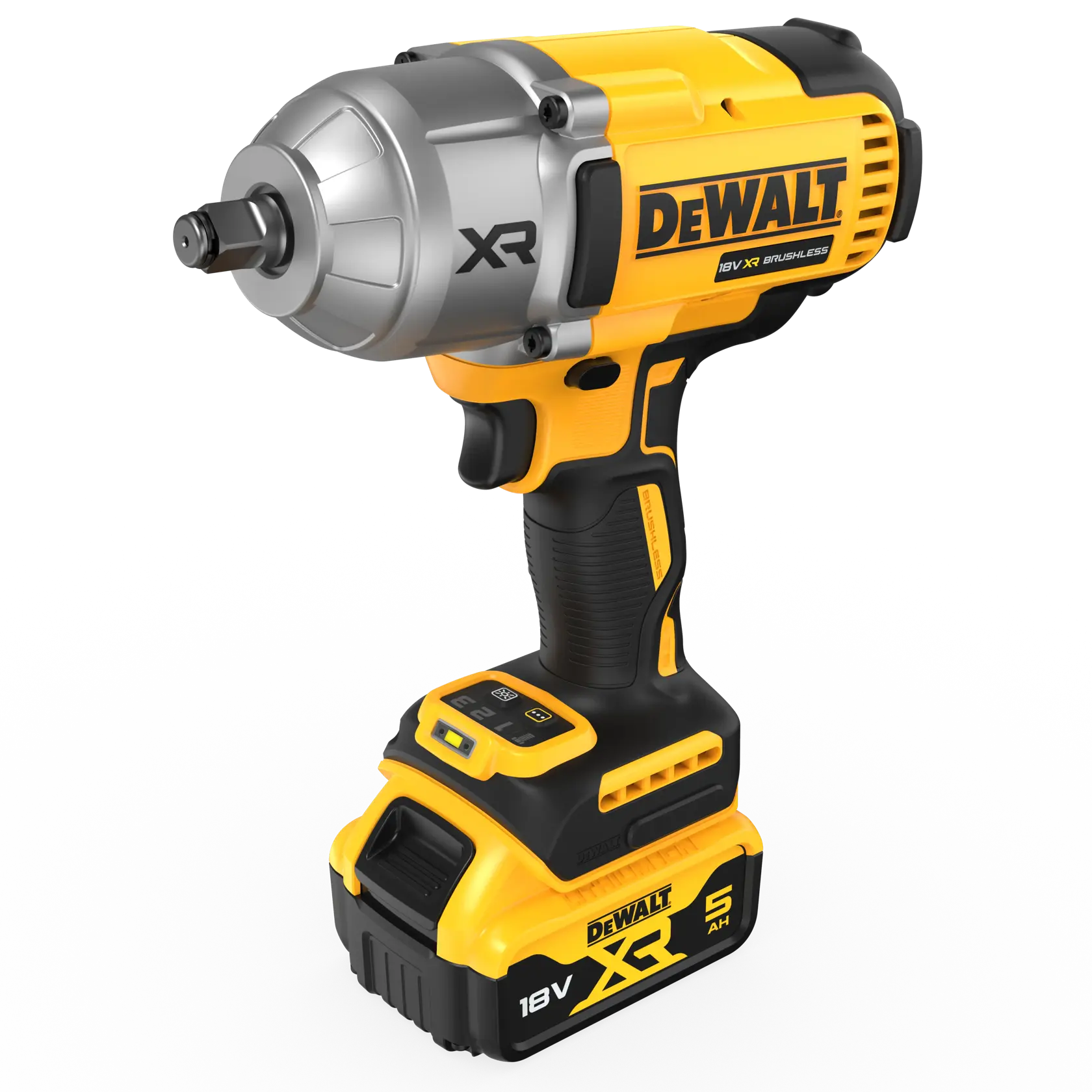 DEWALT® 18V XR® Brushless 1/2" Hog Ring High Torque Impact Wrench - 2 X 5Ah Battery