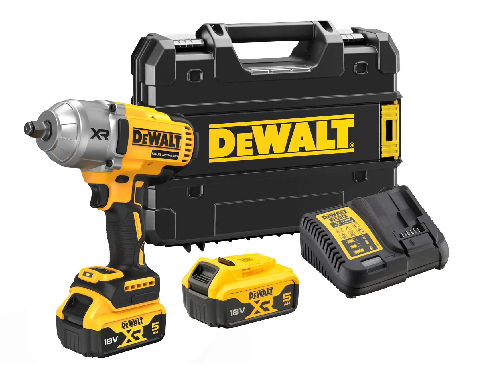 DEWALT® 18V XR® Brushless 1/2" Hog Ring High Torque Impact Wrench - 2 X 5Ah Battery