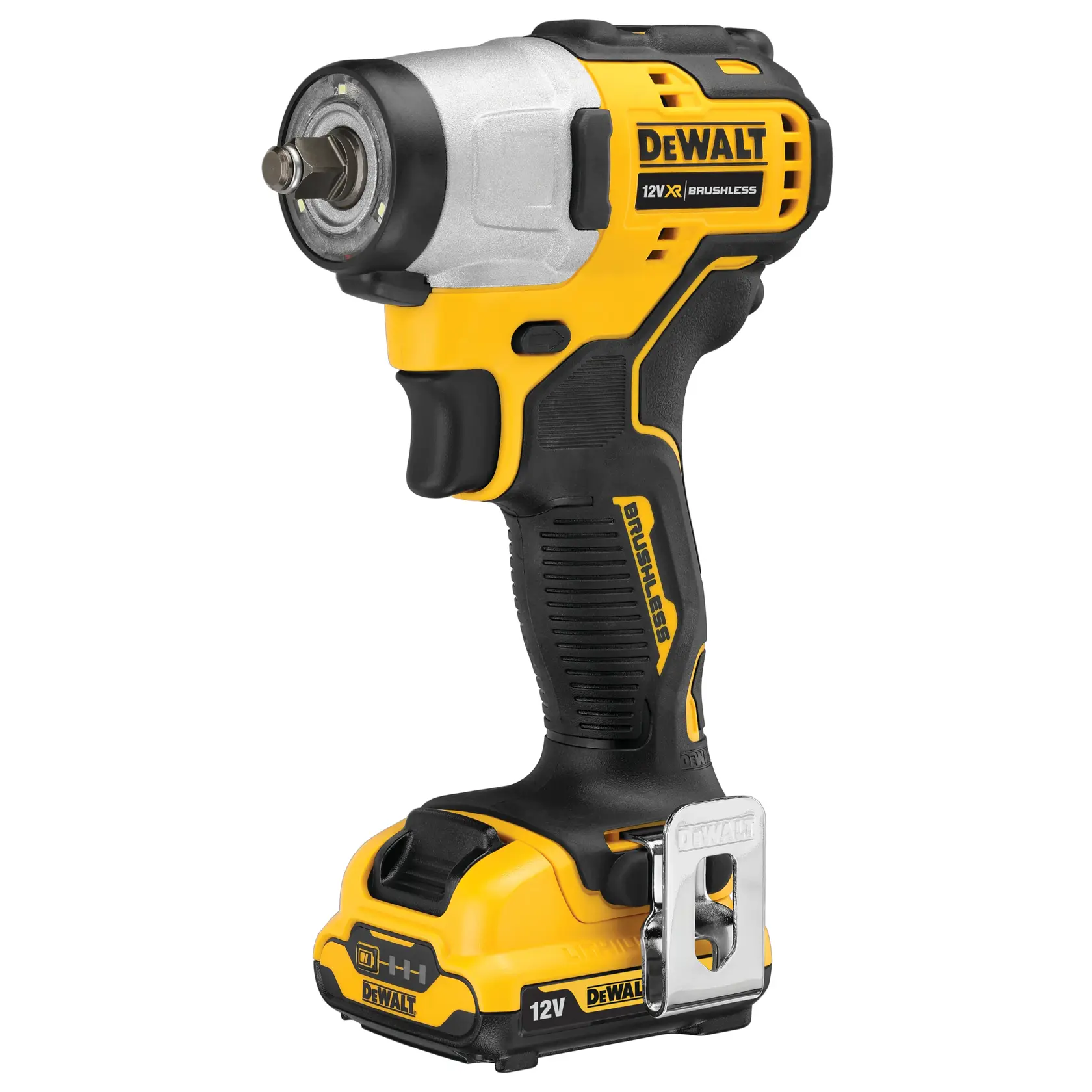 DEWALT® 12V XR® Brushless 1/2" Hog Ring Sub-Compact Impact Wrench - 2 X 2Ah Battery