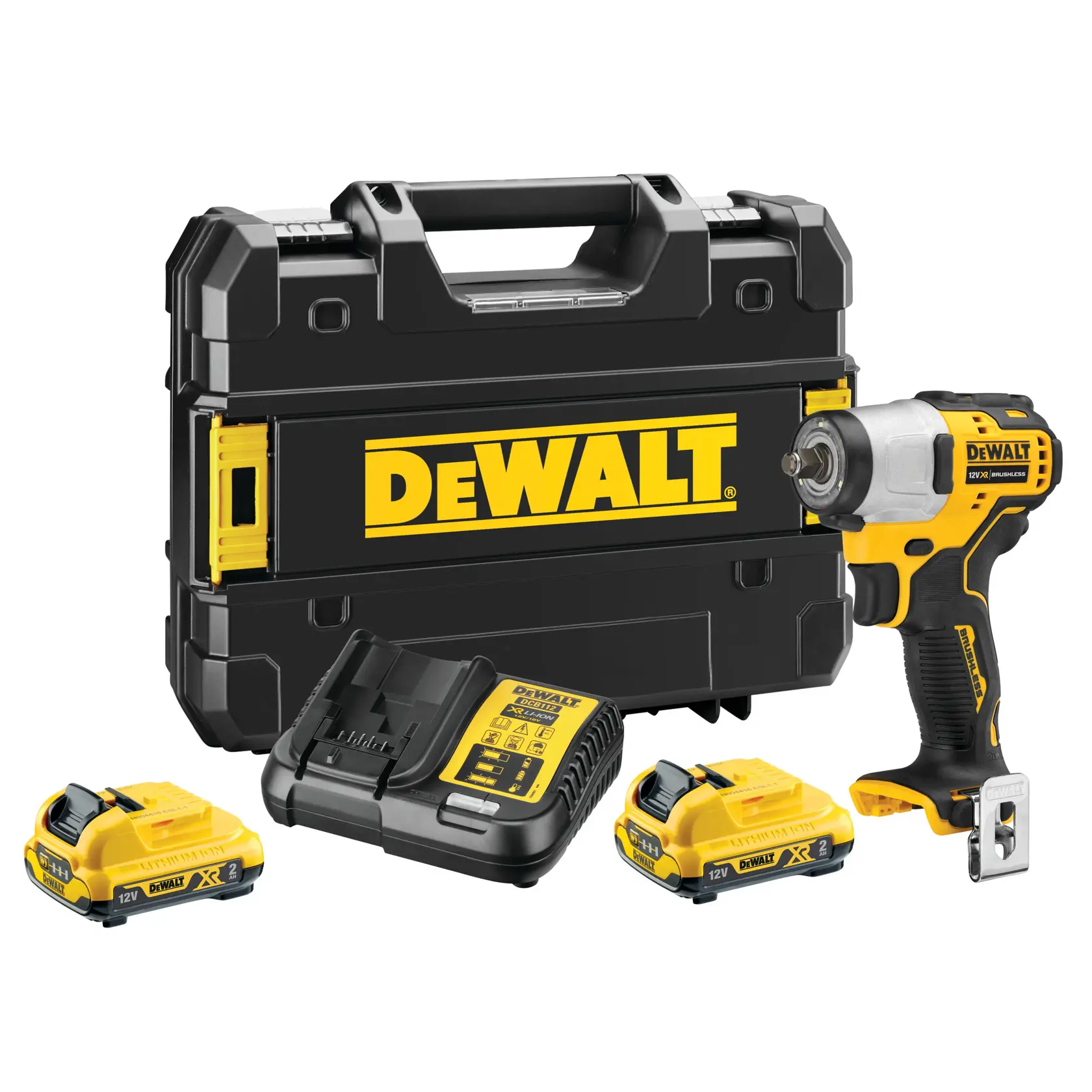 DEWALT® 12V XR® Brushless 1/2" Hog Ring Sub-Compact Impact Wrench - 2 X 2Ah Battery