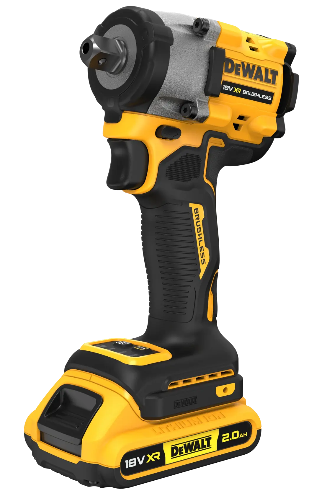 DEWALT® 18V XR® Brushless 1/2" Detent Pin Compact Impact Wrench - 2 X 2Ah Battery