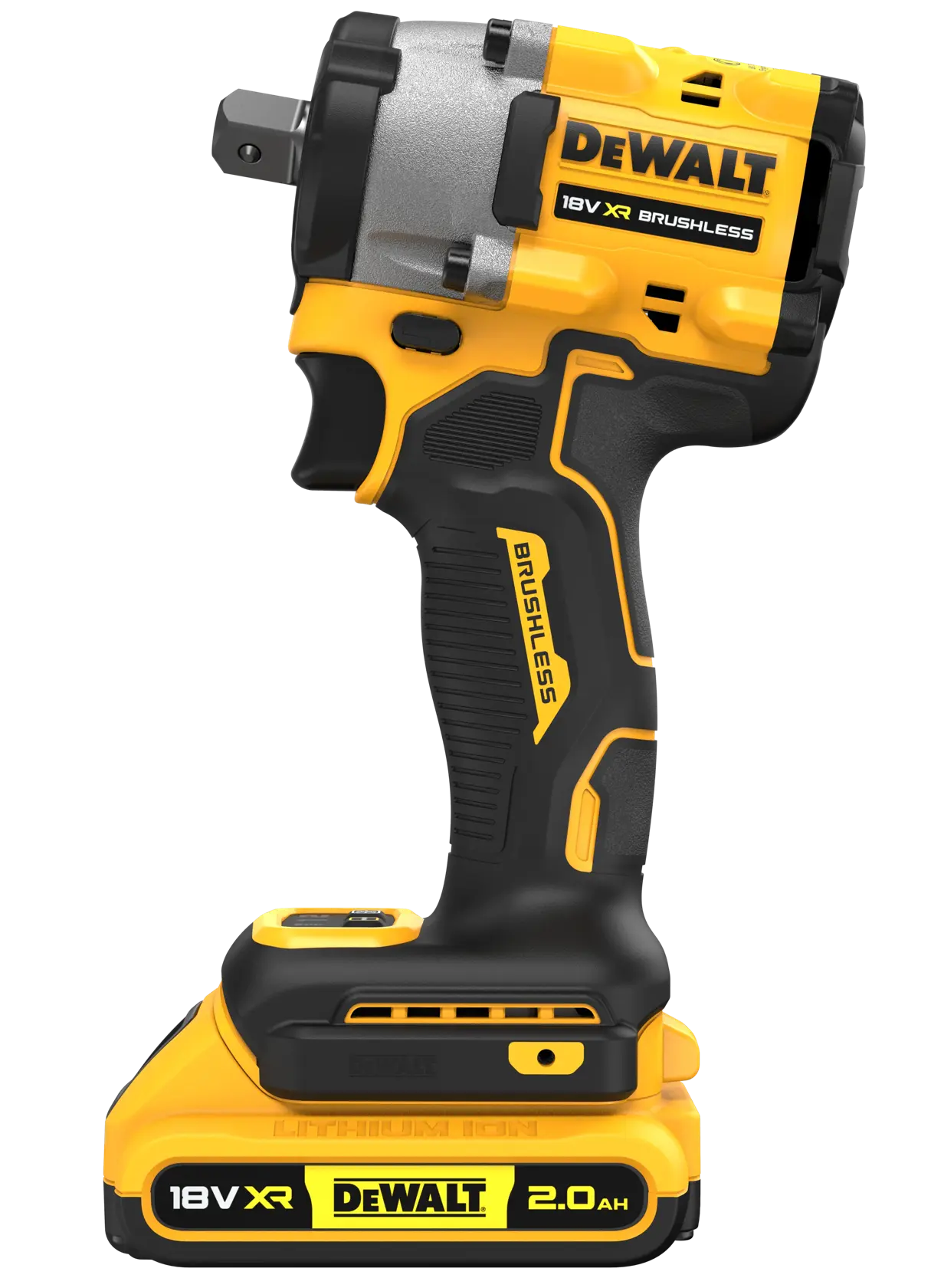 DEWALT® 18V XR® Brushless 1/2" Detent Pin Compact Impact Wrench - 2 X 2Ah Battery