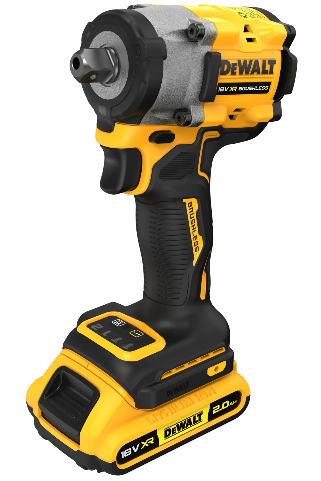 DEWALT® 18V XR® Brushless 1/2" Detent Pin Compact Impact Wrench - 2 X 2Ah Battery