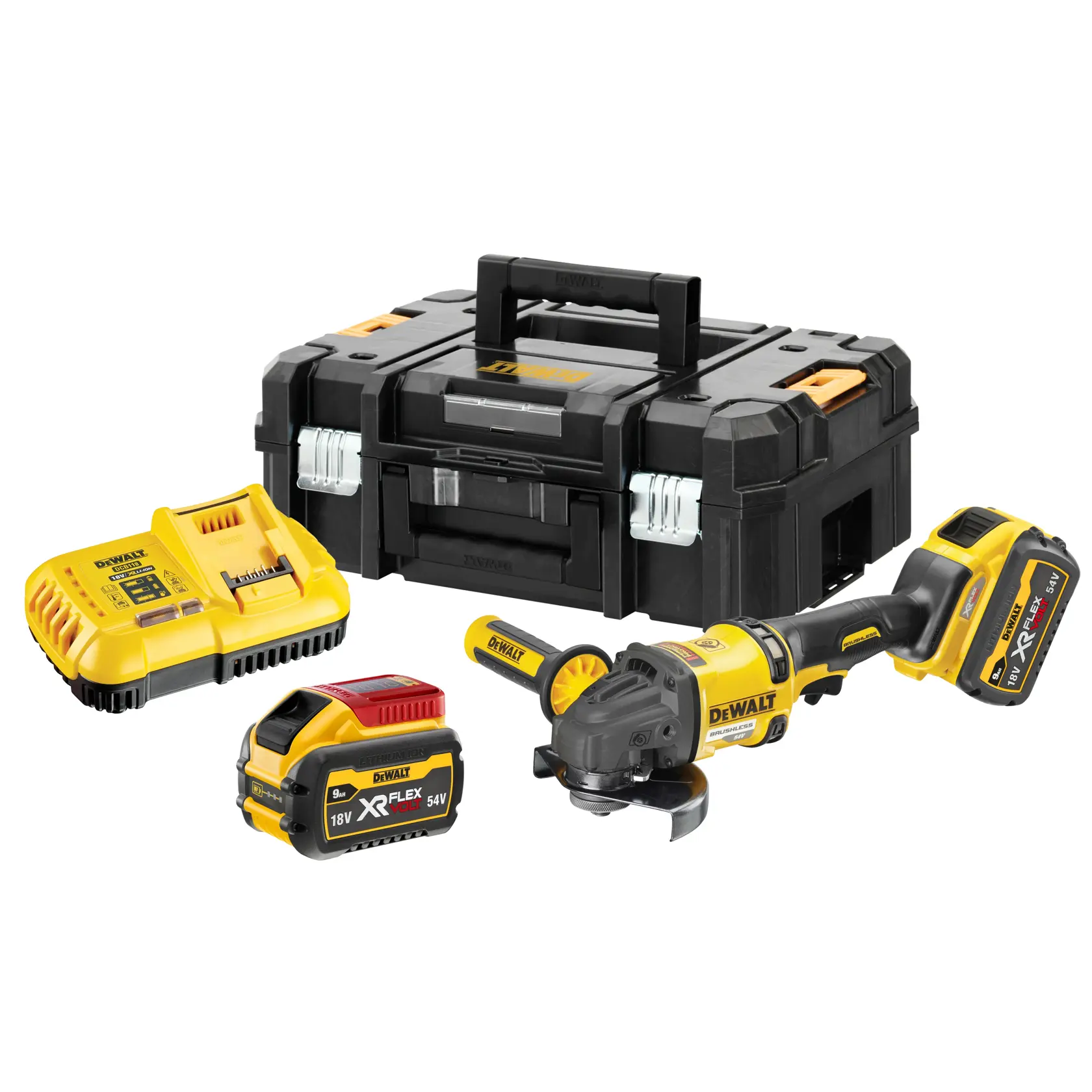 DEWALT® 54V XR FLEXVOLT® 125mm Angle Grinder - 2 x FLEXVOLT® 9Ah