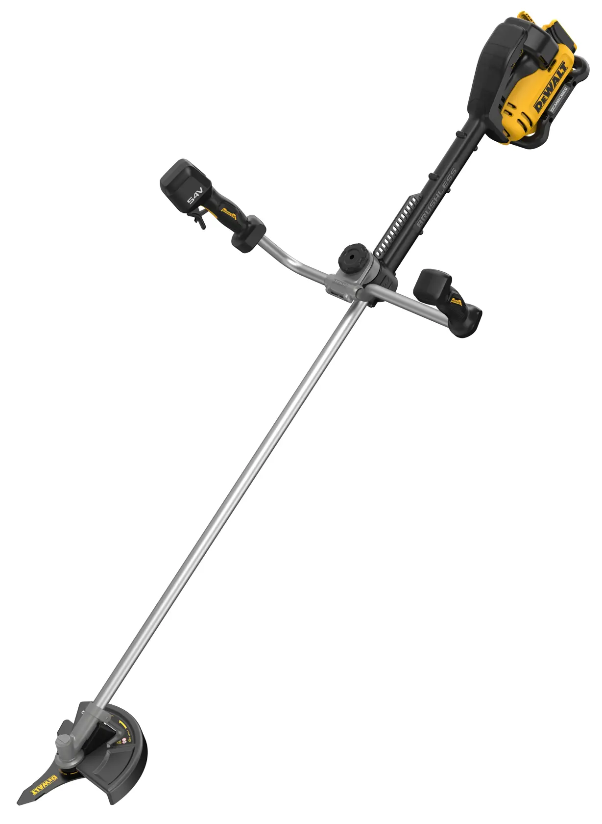 Cortacésped DEWALT DCMBC823N, DCMBC823N-XJ con mango largo y motor amarillo/negro.