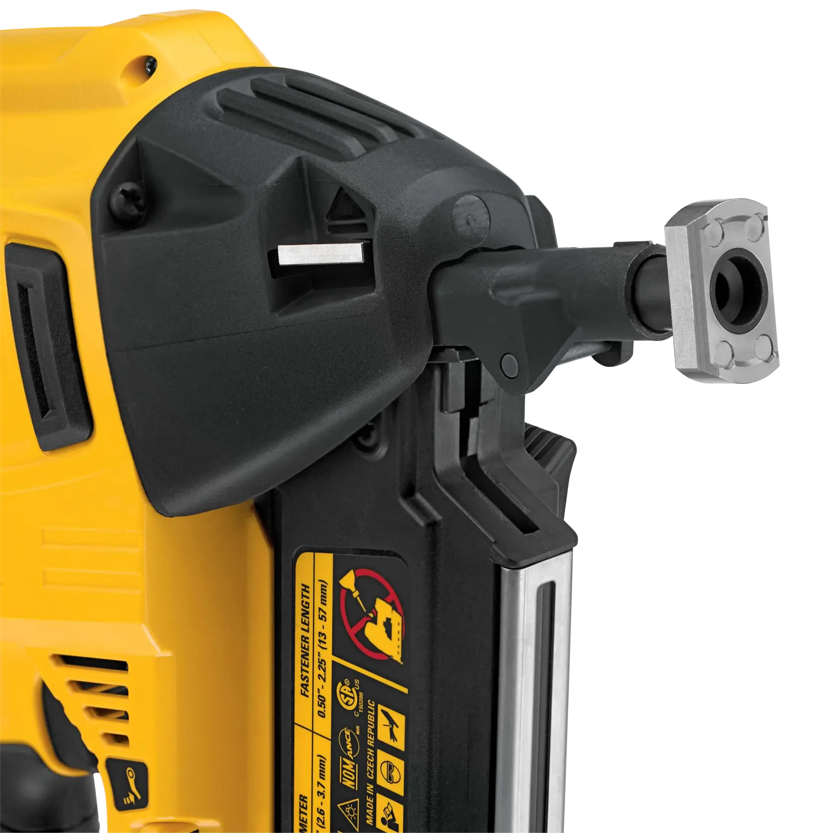 DEWALT DCN8902 metal adapter for photography tools, shown isolated on a white background.