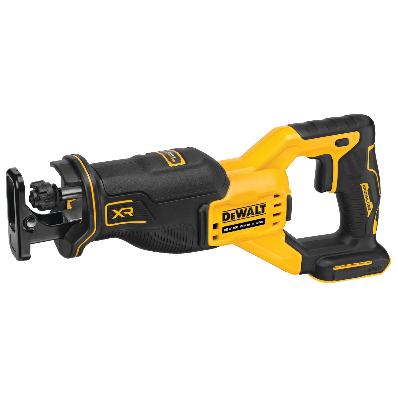 DEWALT reciprocating saw, photography category, SKUs DCS382N, DCS382N-XJ. Yellow and black cordless tool.