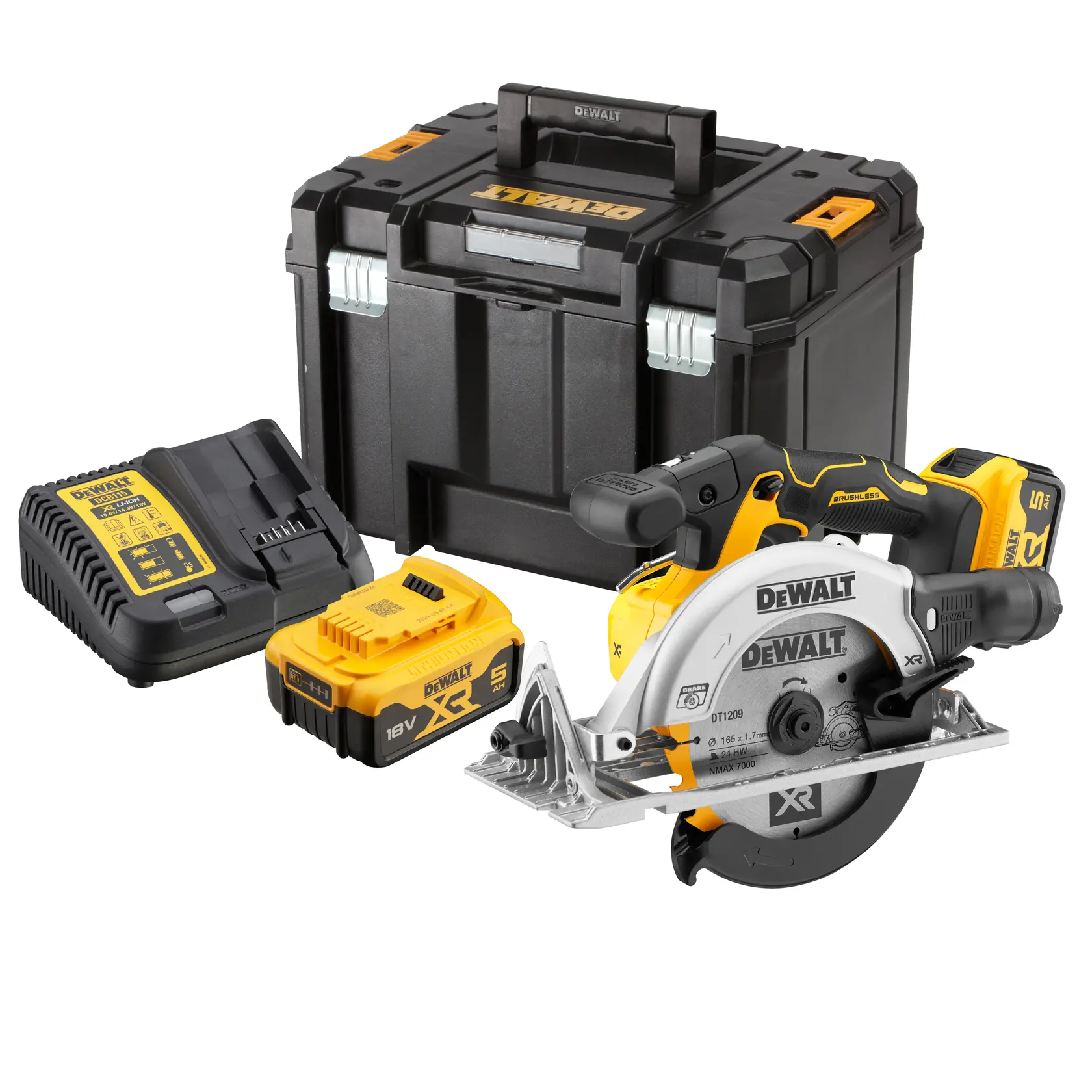 18V XR® Brushless 165 mm Circular Saw - 2 x 5 Ah