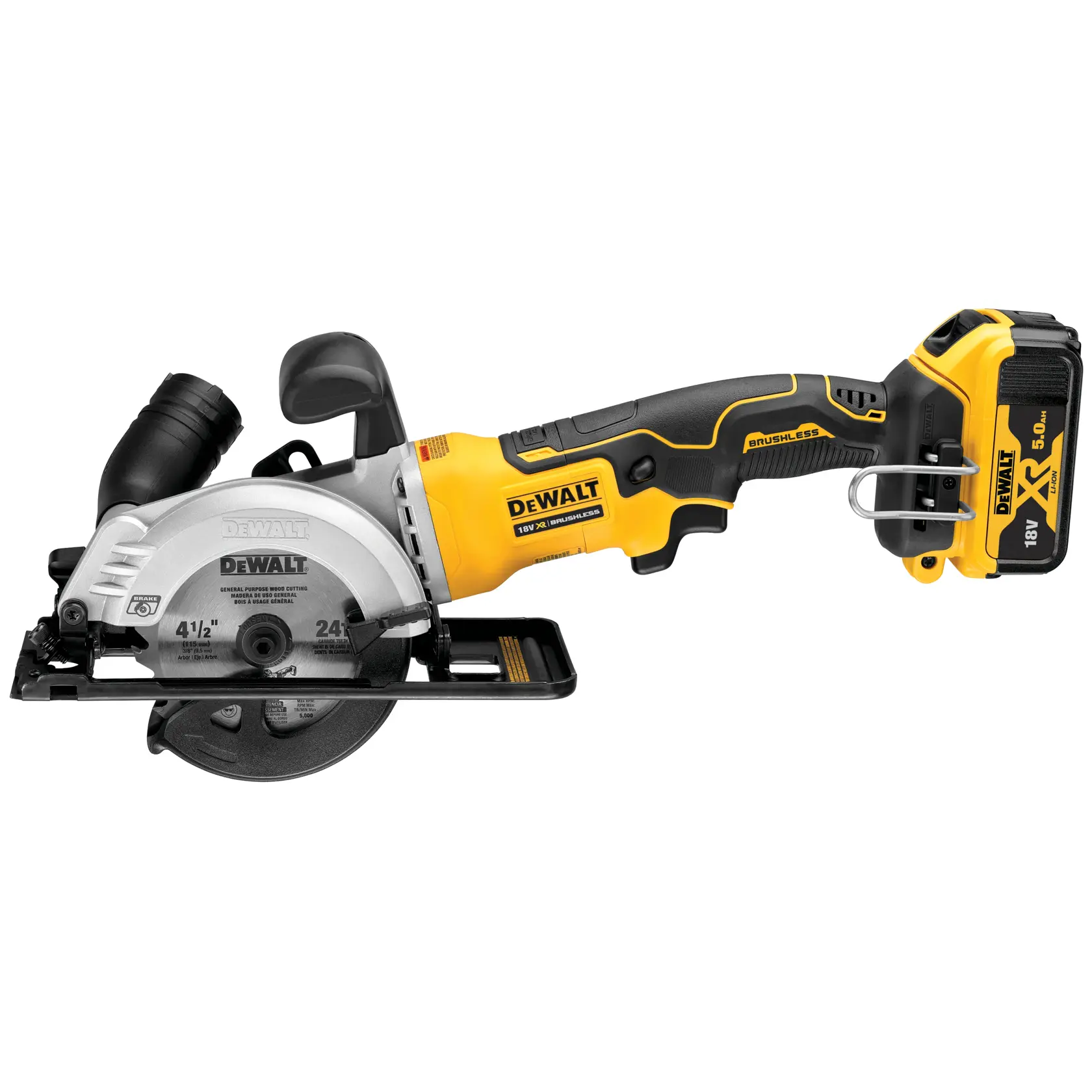 18V XR® Brushless Compact Circular Saw (115 mm) (2 X 5 Ah)