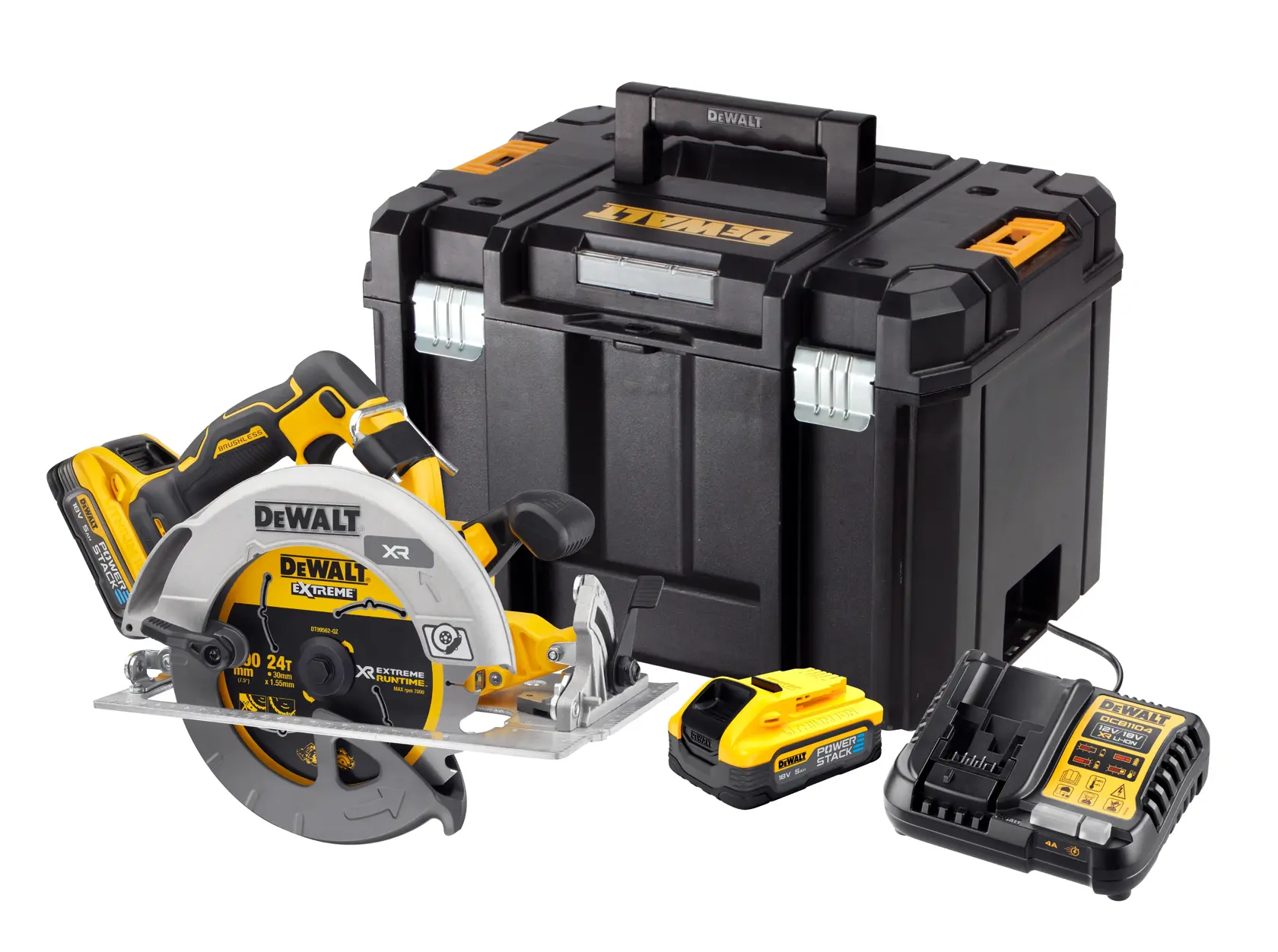 DEWALT 18V XR® Brushless 190 mm Circular Saw - 2 x POWERSTACK 5Ah