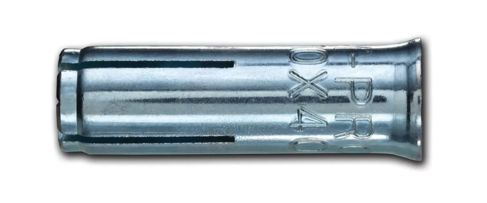 Metal anchor sleeve for construction or mounting, shown against a white background.