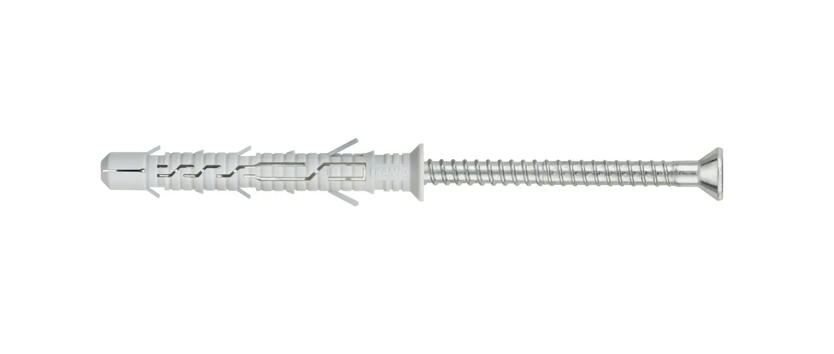 Single metal screw with plastic wall plug for secure fixing, shown against a white background.
