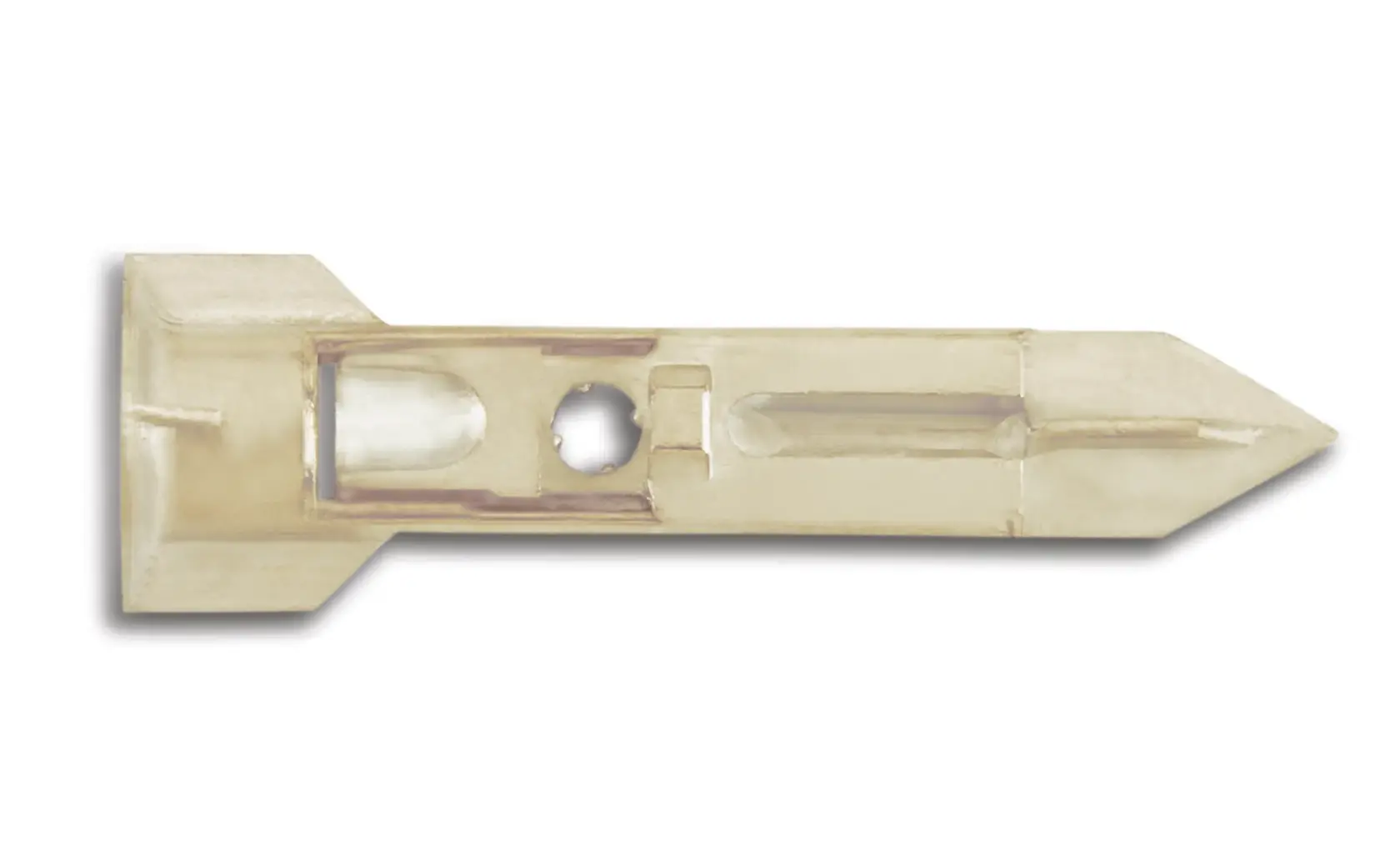 Transparent plastic wall anchor for secure fastening, shown isolated on a white background.