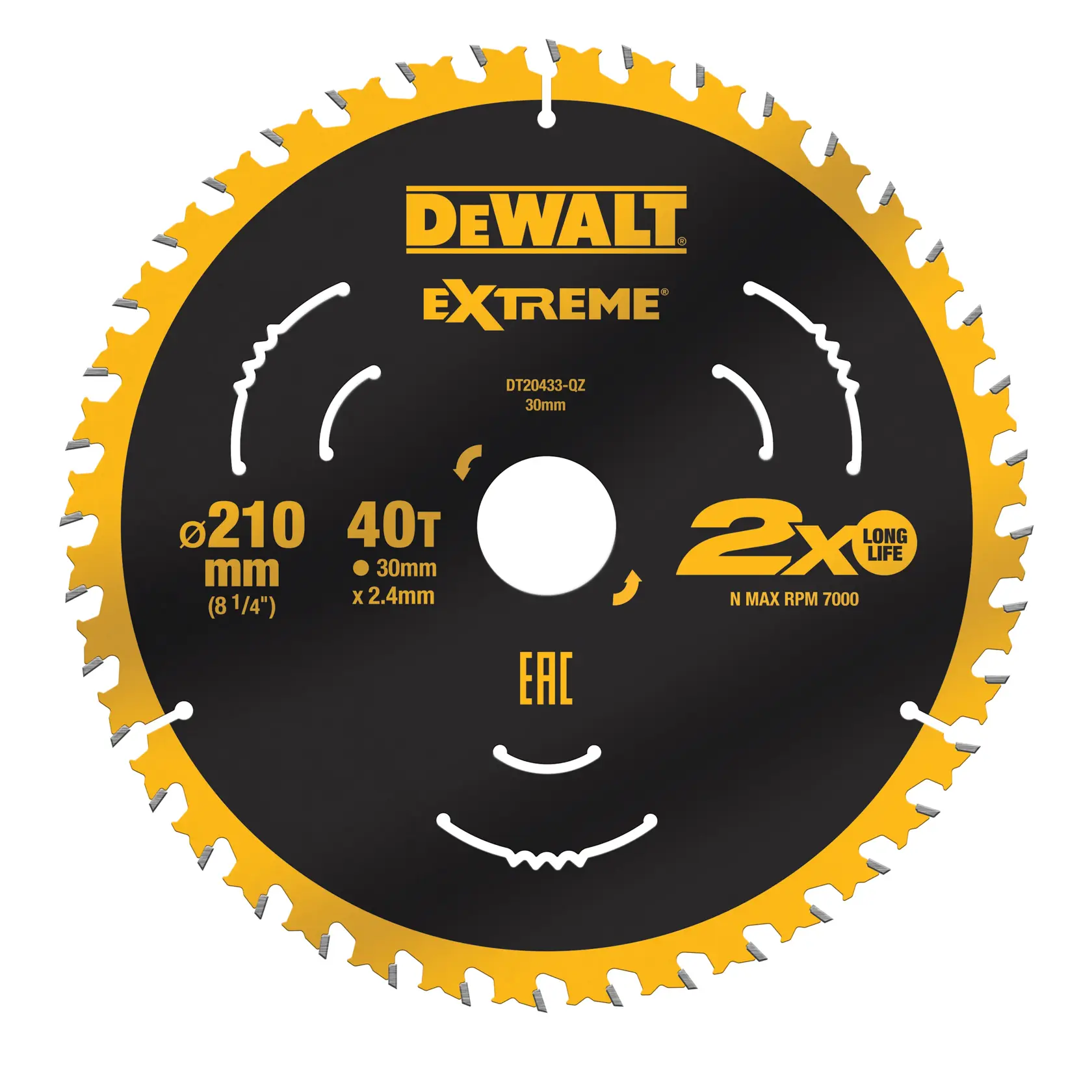 Grafik mit DEWALT XTREME Sub-Compact Series Branding und dem Slogan 'Kompakt und leistungsstark' auf gelbem Hintergrund.
