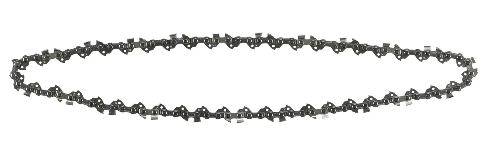 DEWALT chainsaw chain replacement part, displayed in an oval shape on a white background.