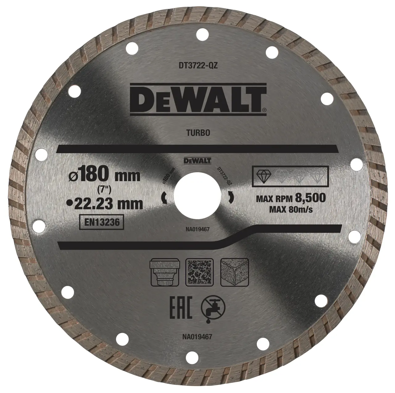180mm x 22.23mm Turbo All Purpose Diamond Wheel