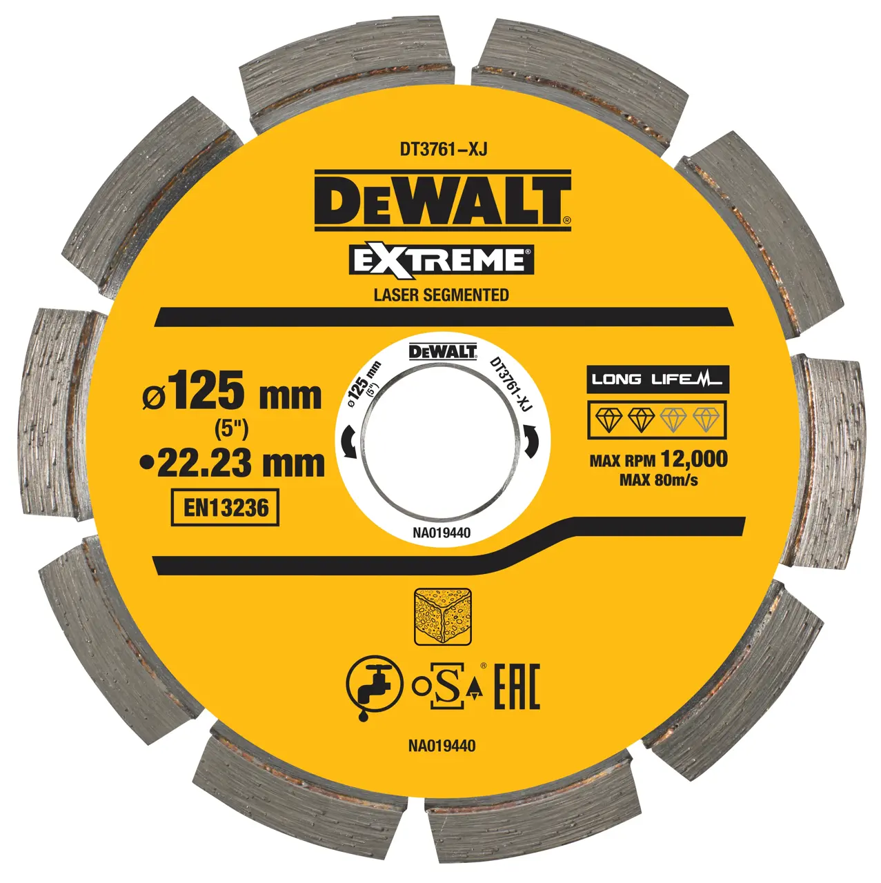 Extreme 125mm x 22.23mm Segmented Hard Concrete / Granite Diamond Wheel