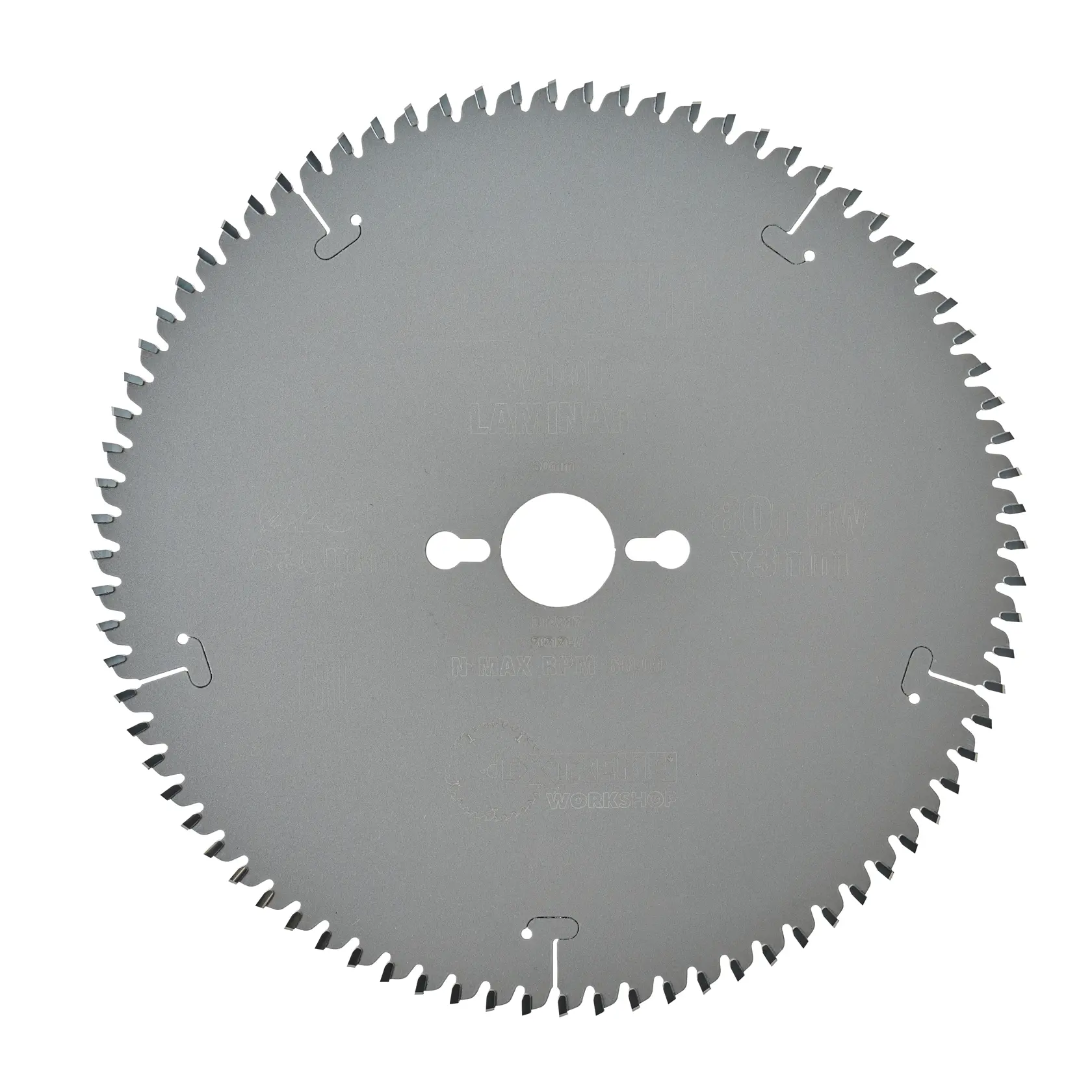 A circular saw blade with multiple sharp teeth and a central hole for mounting, shown against a white background.
